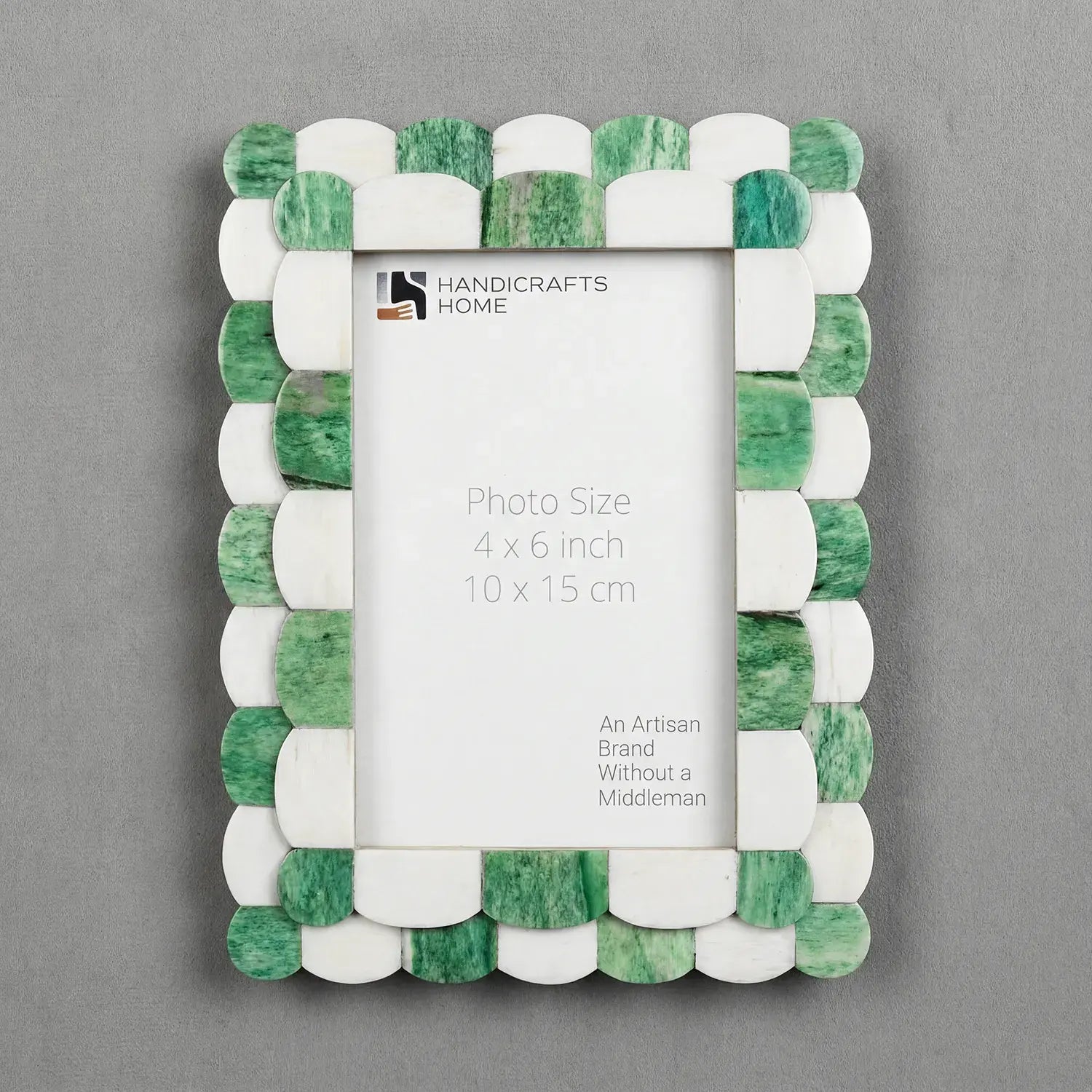 Pre Order Picture Frame Scalloped Pattern Bone Inlay Collection Green, 2 Sizes