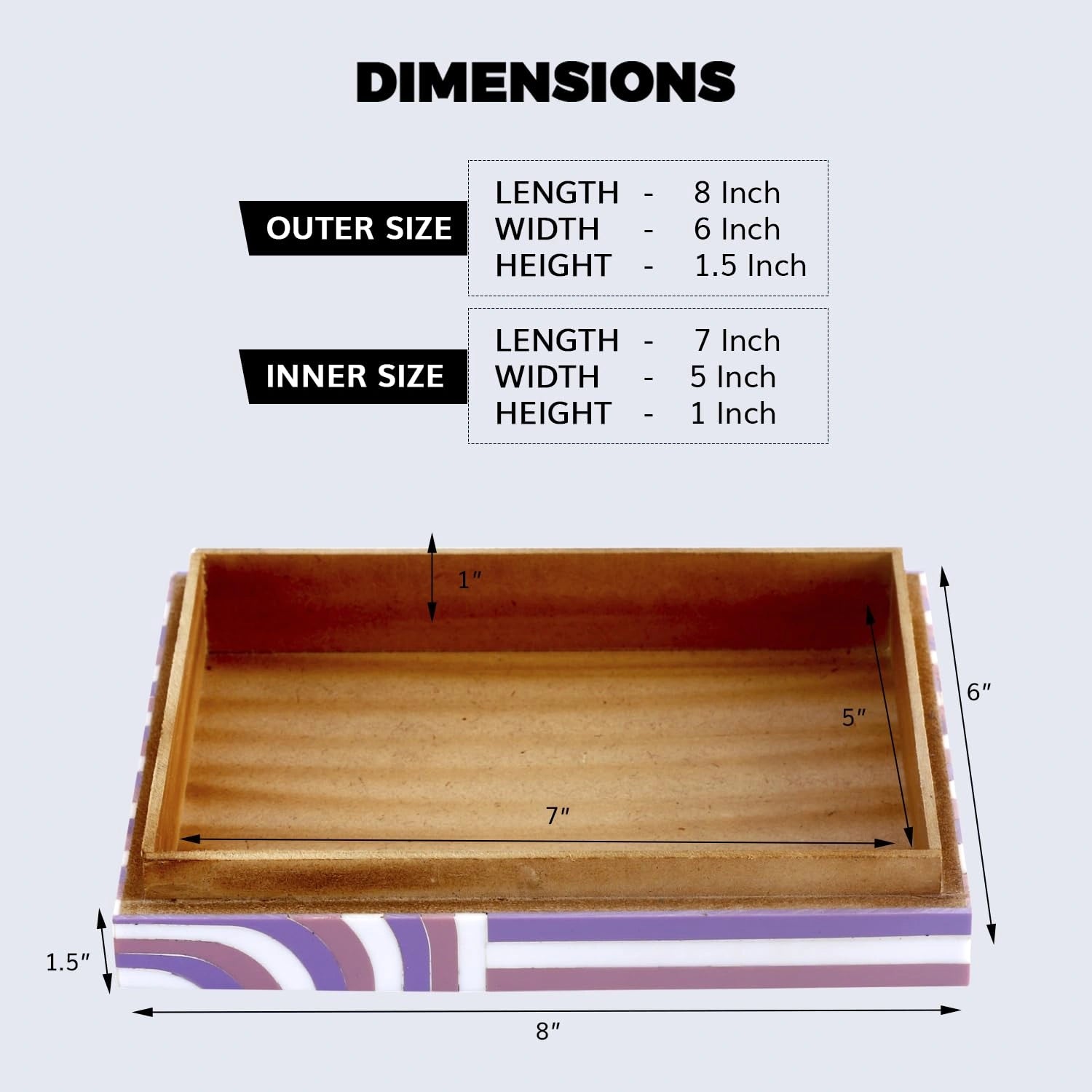 Decorative box Resin Inlay Carnaby swing 8 x 6 x 1.5 inch