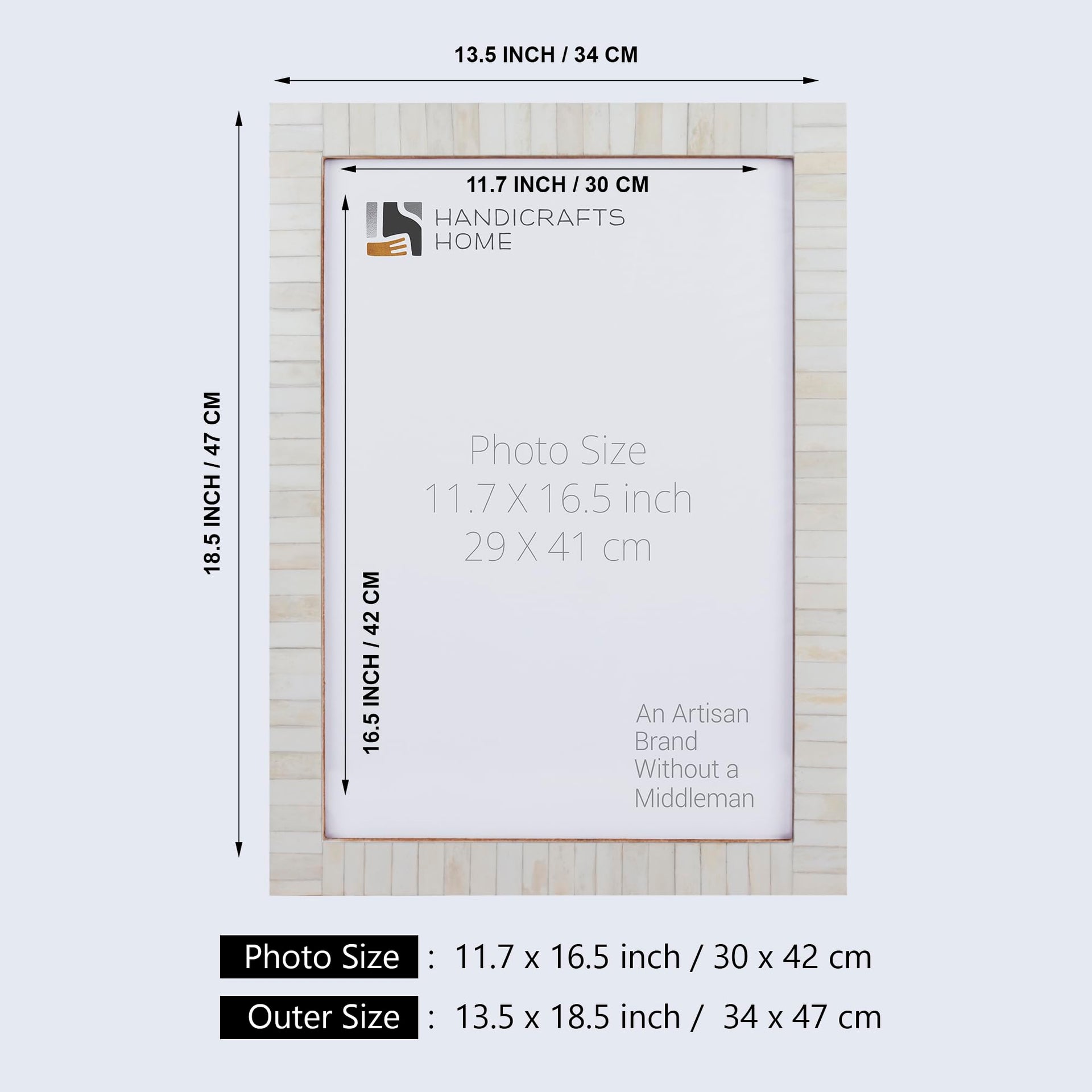 Poster Frame Classic White, Bone Inlay, 21 Sizes