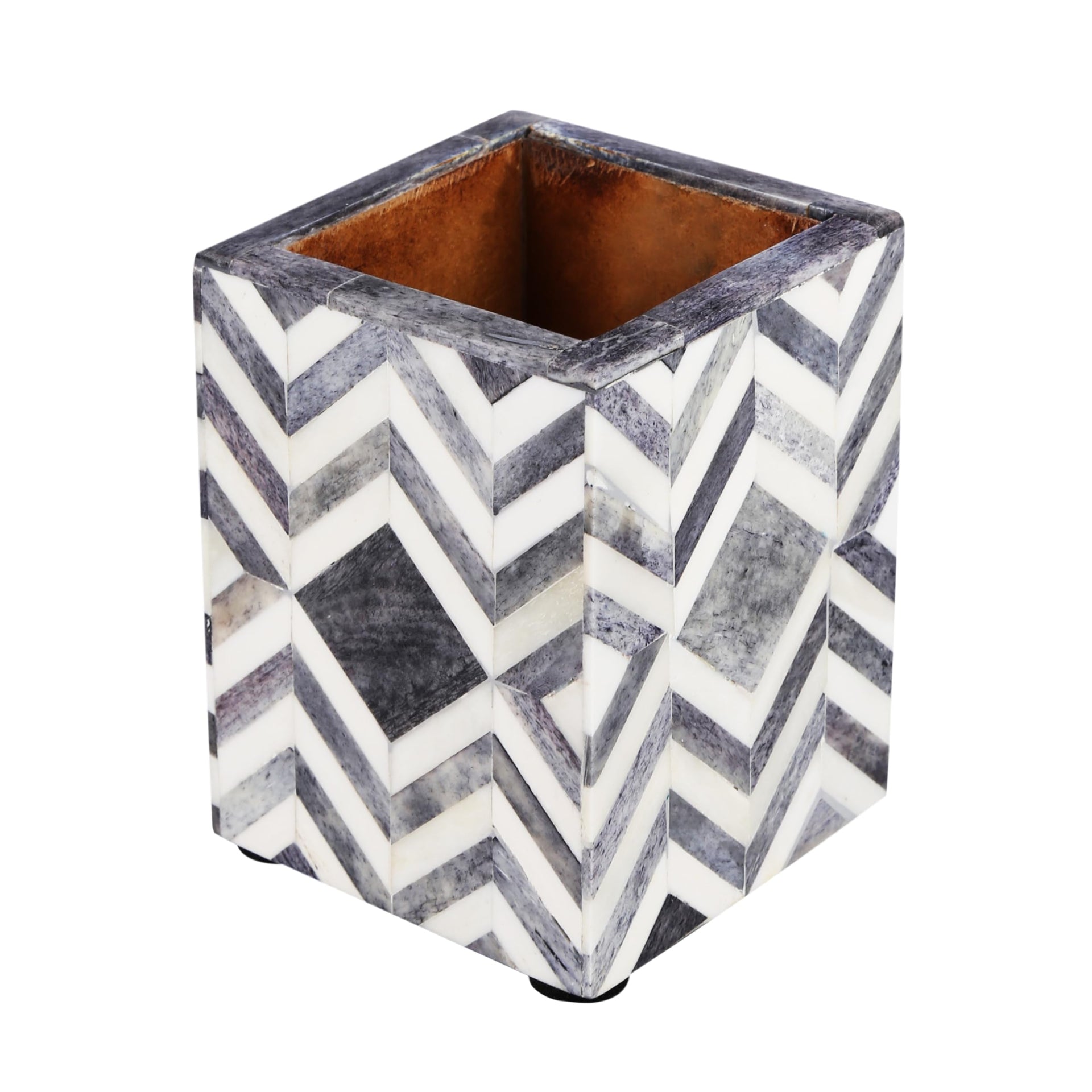 pen holder mosaic chevron available in blue and grey 3x4 Inch