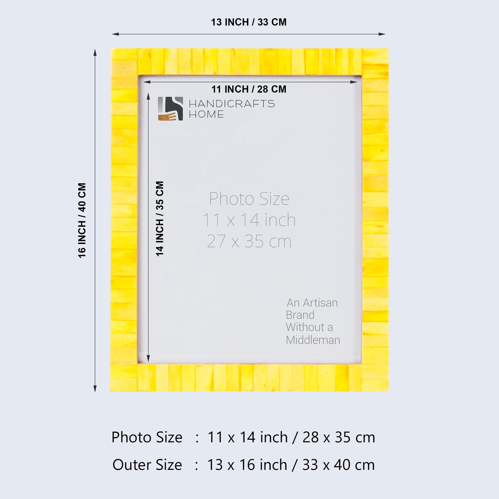 Poster Frame Classic Yellow, Bone Inlay, 22 Sizes
