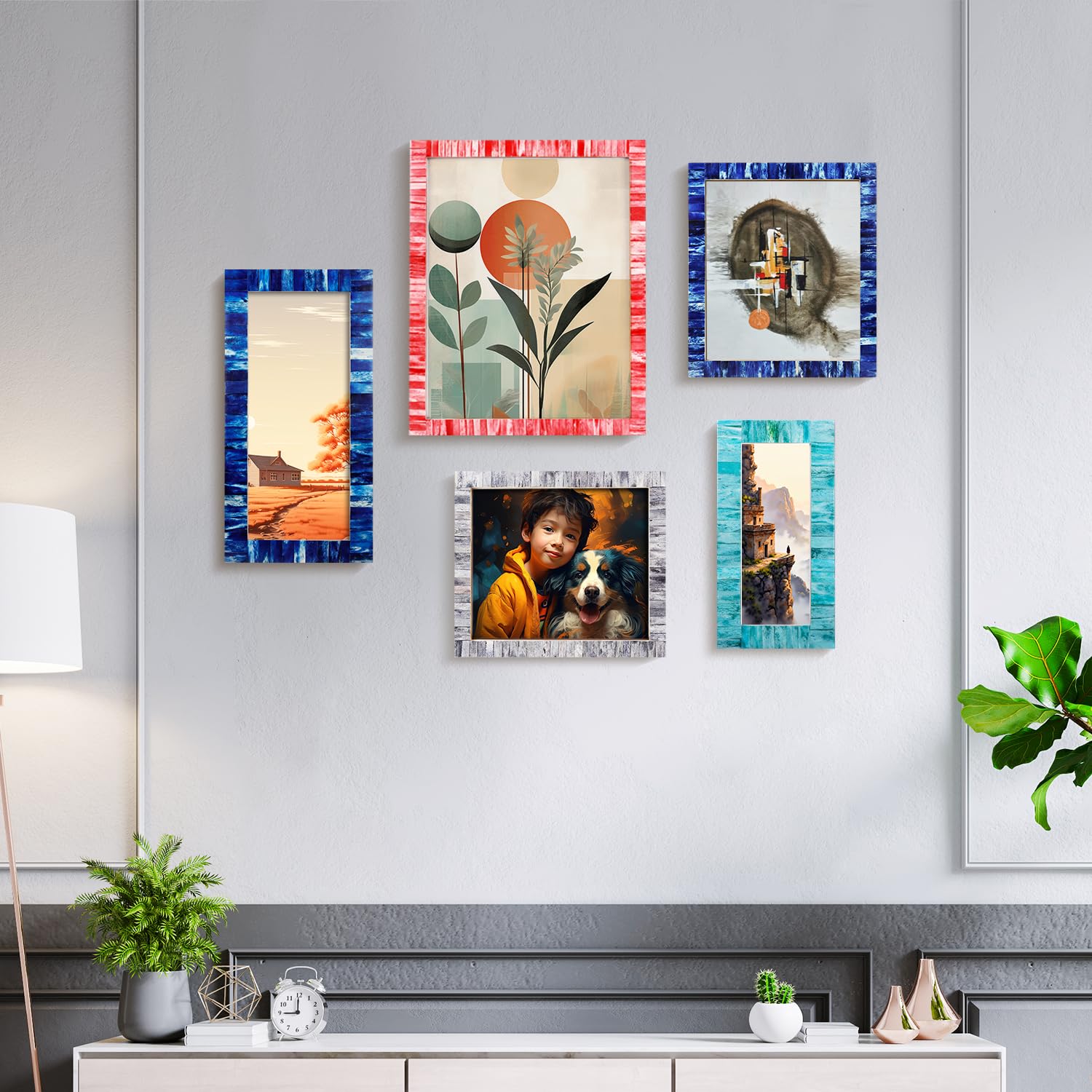 Poster Frames Moroccan Collection Bone & Resin Inlay, Red, 4 Sizes