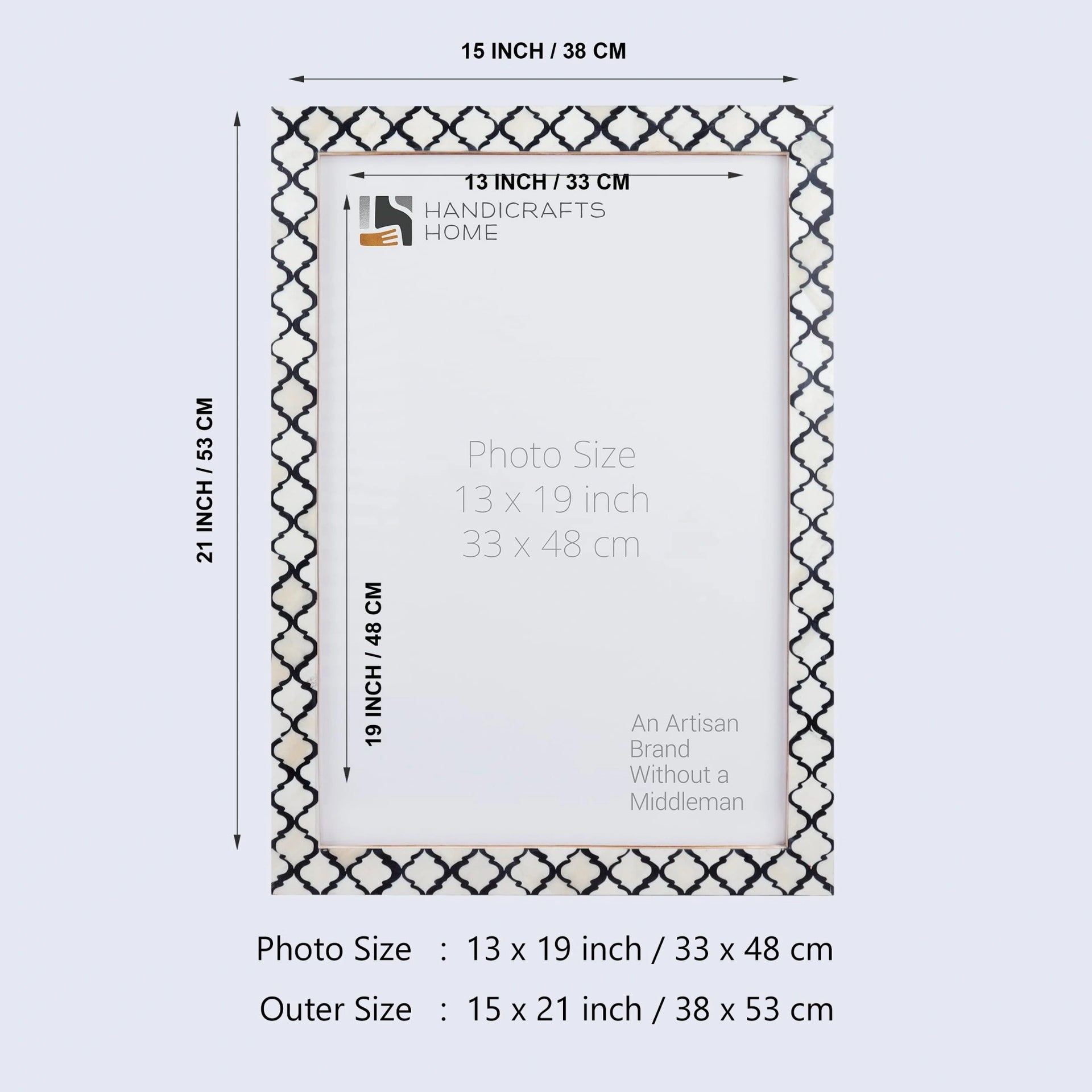 Poster Frames Moroccan Collection Bone & Resin Inlay, Black, 9 Sizes