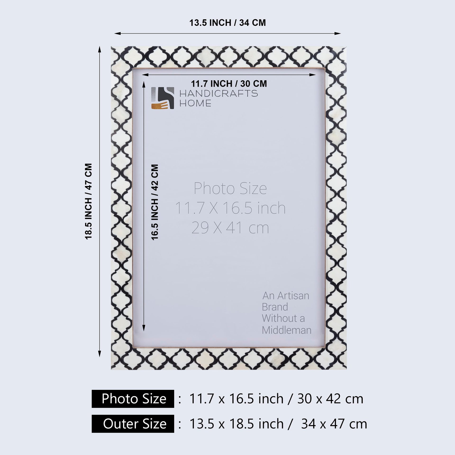 Poster Frame Moroccan Pattern Collection Bone, Resin Inlay, Black, 14 Sizes