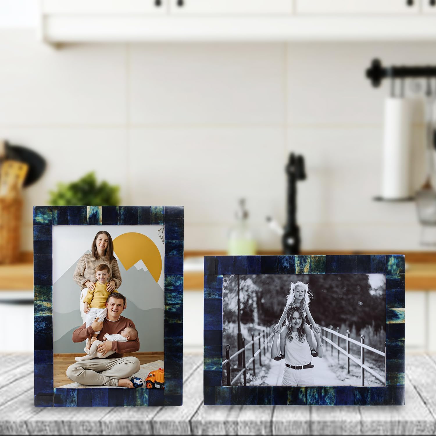 Picture Frame Vintage Style Collection Bone Inlay Blue Pack of 2 – 3 Sizes