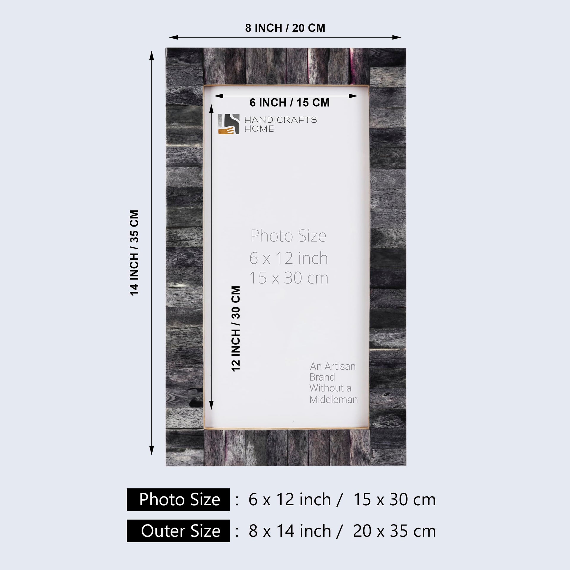 Poster Frame Classic Grey, Bone Inlay, 16 Sizes