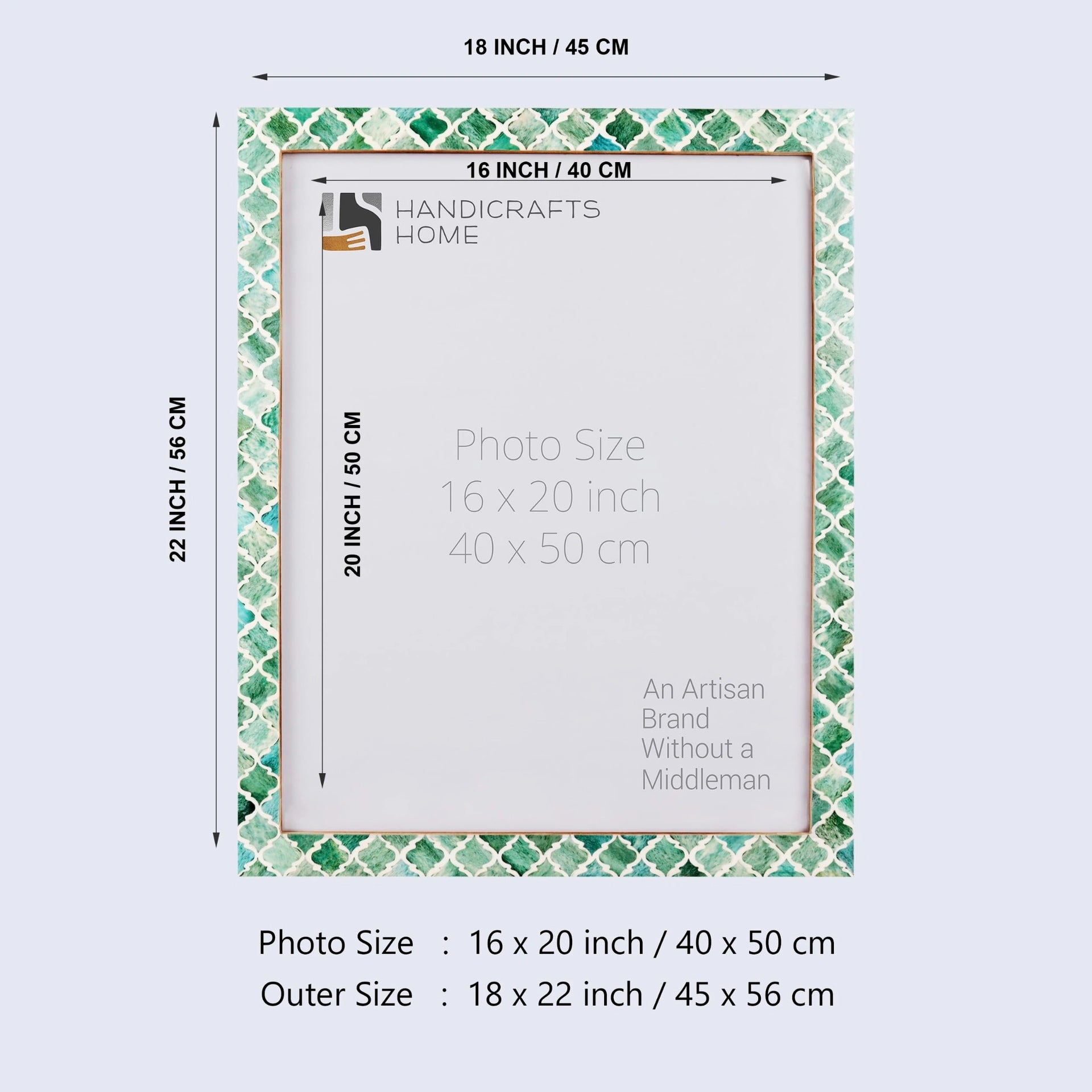 Poster Frames Moroccan Bone & Resin Inlay collection, Green, 6 sizes