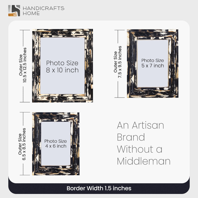 Size Chart for Picture Frame Artisan Voodoo Collection Horn Inlay Brown – 3 Sizes