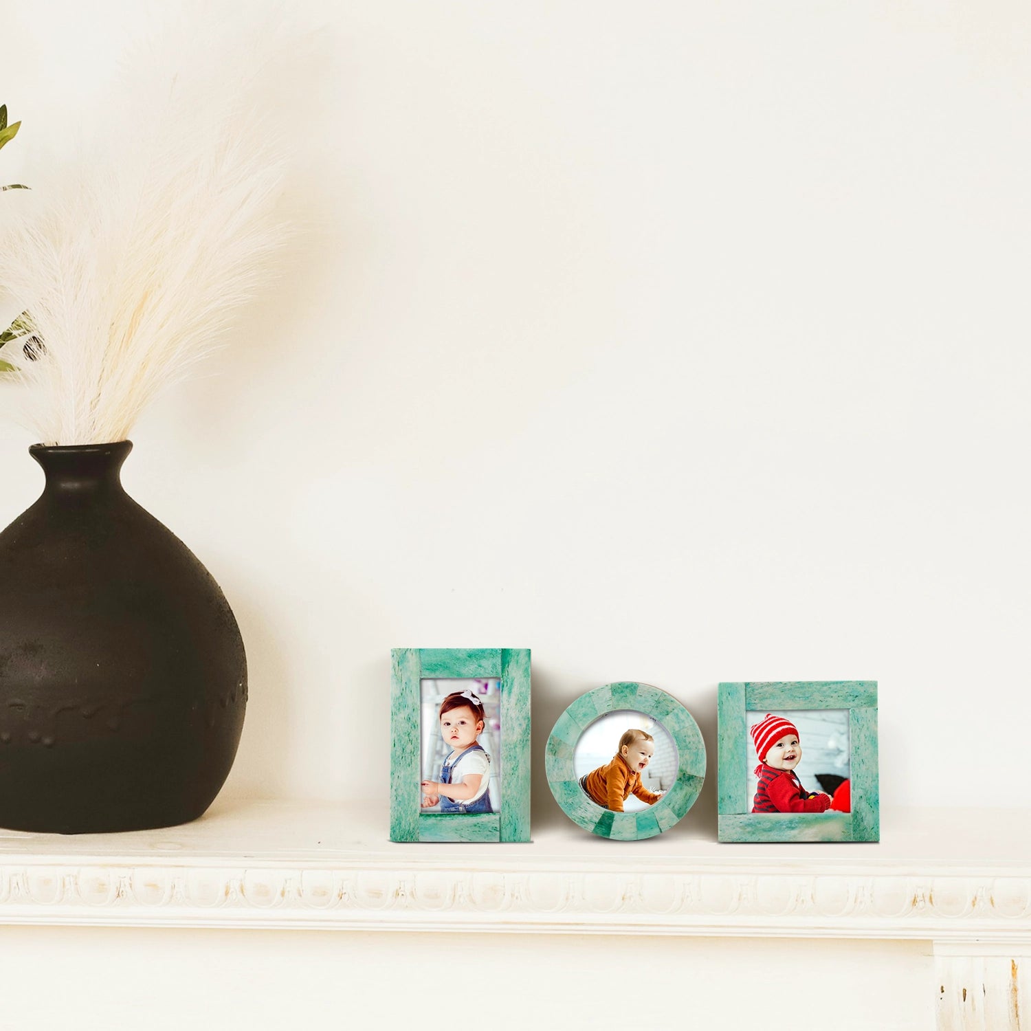 Baby Photo Frame Set of 3 Mini Bone Inlay Nursery Gift