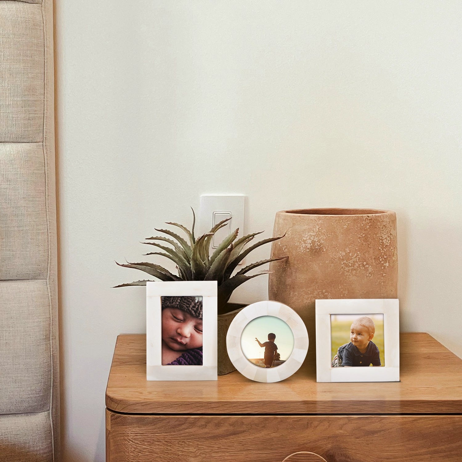 Baby Photo Frame Set of 3 Mini Bone Inlay Nursery Gift