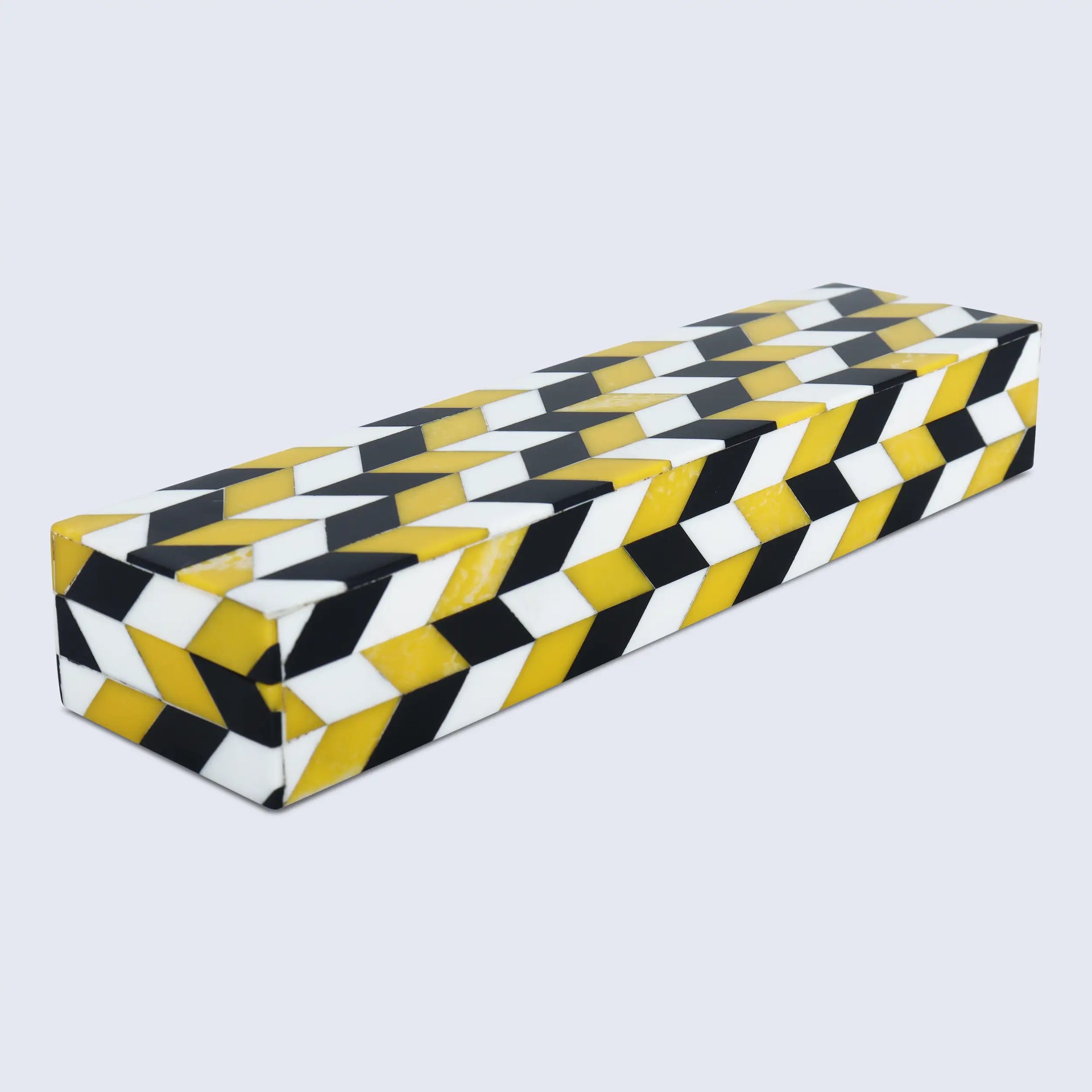 Black White Ochre Resin Inlay Decorative Storage Box Gifts- 8 Sizes