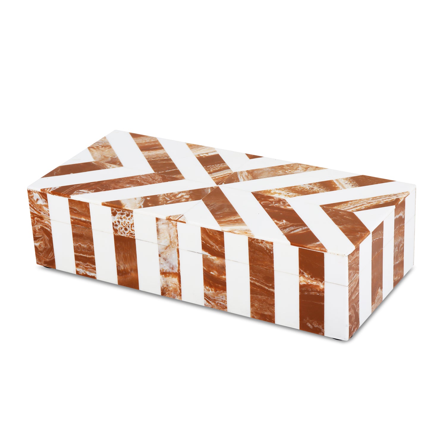 Decorative box chevron brown white Bone Inlay available in 6 sizes