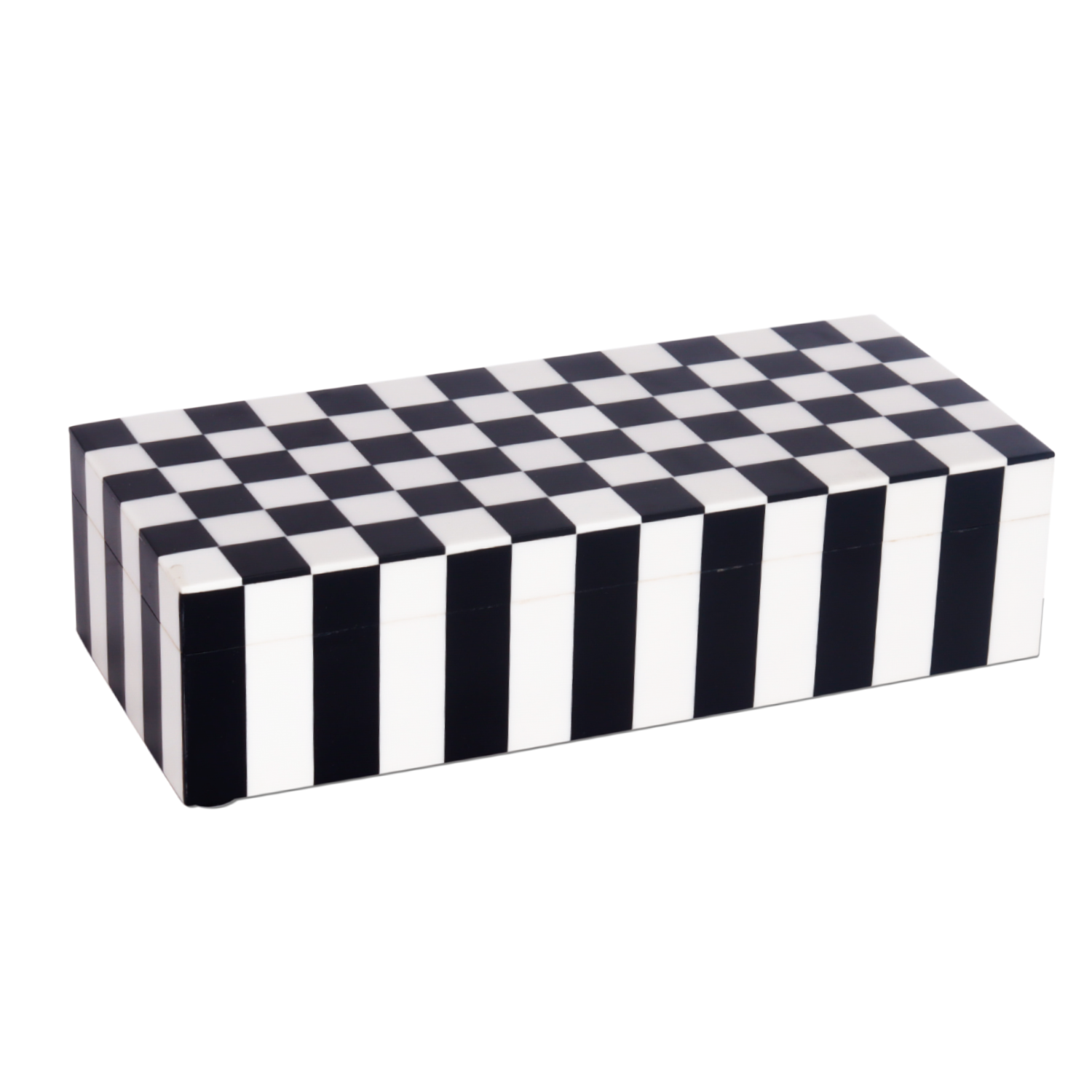 Black White Resin Inlay Decorative Storage Box - 7 Sizes