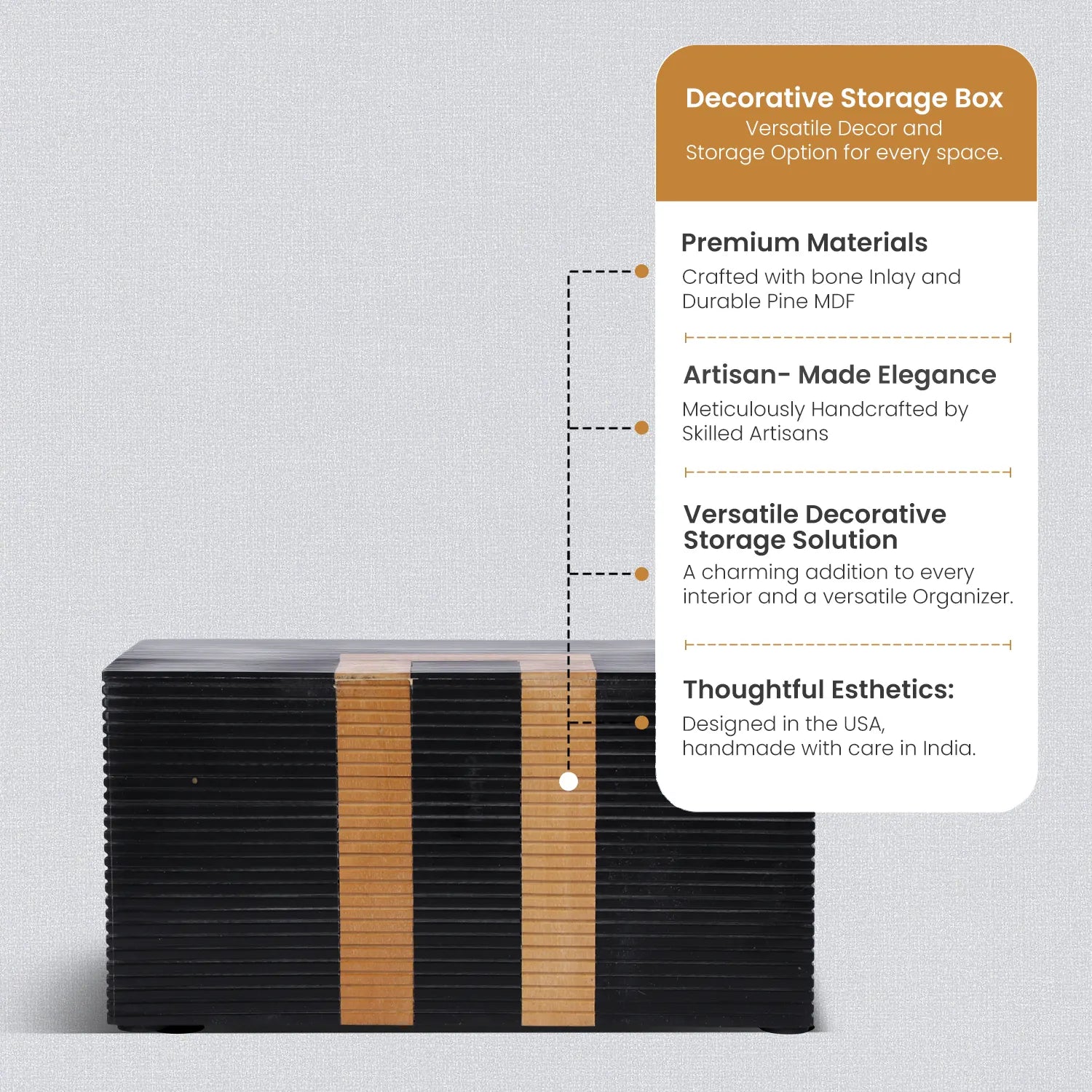 Midnight Arch Black Brown Decorative Box Resin wood in 4 sizes