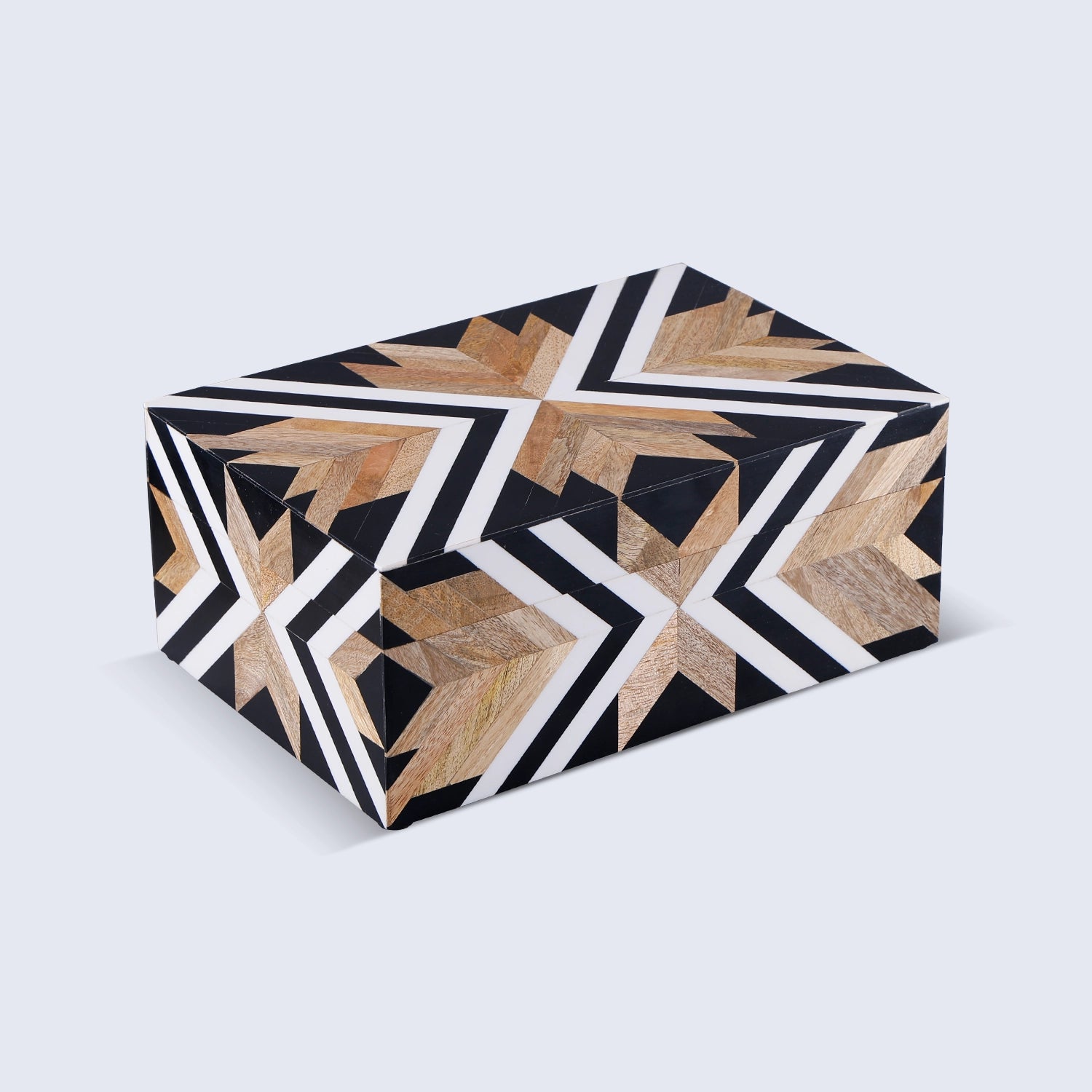 Resin Inlay & Wood  Decorative Storage Box Herringbone Pattern, 4 sizes