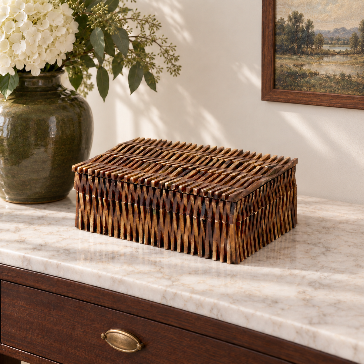 Decorative box Mekong lotus Bone Inlay available in 2 sizes