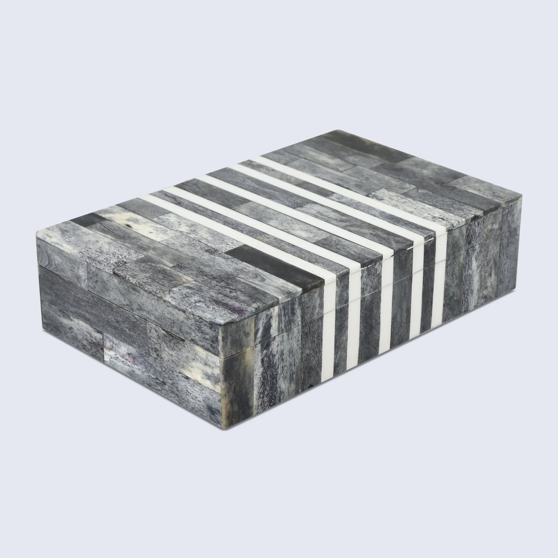 Decorative Storage Box Patisserie Cafe Bone & Resin Inlay, Grey - 7 Sizes