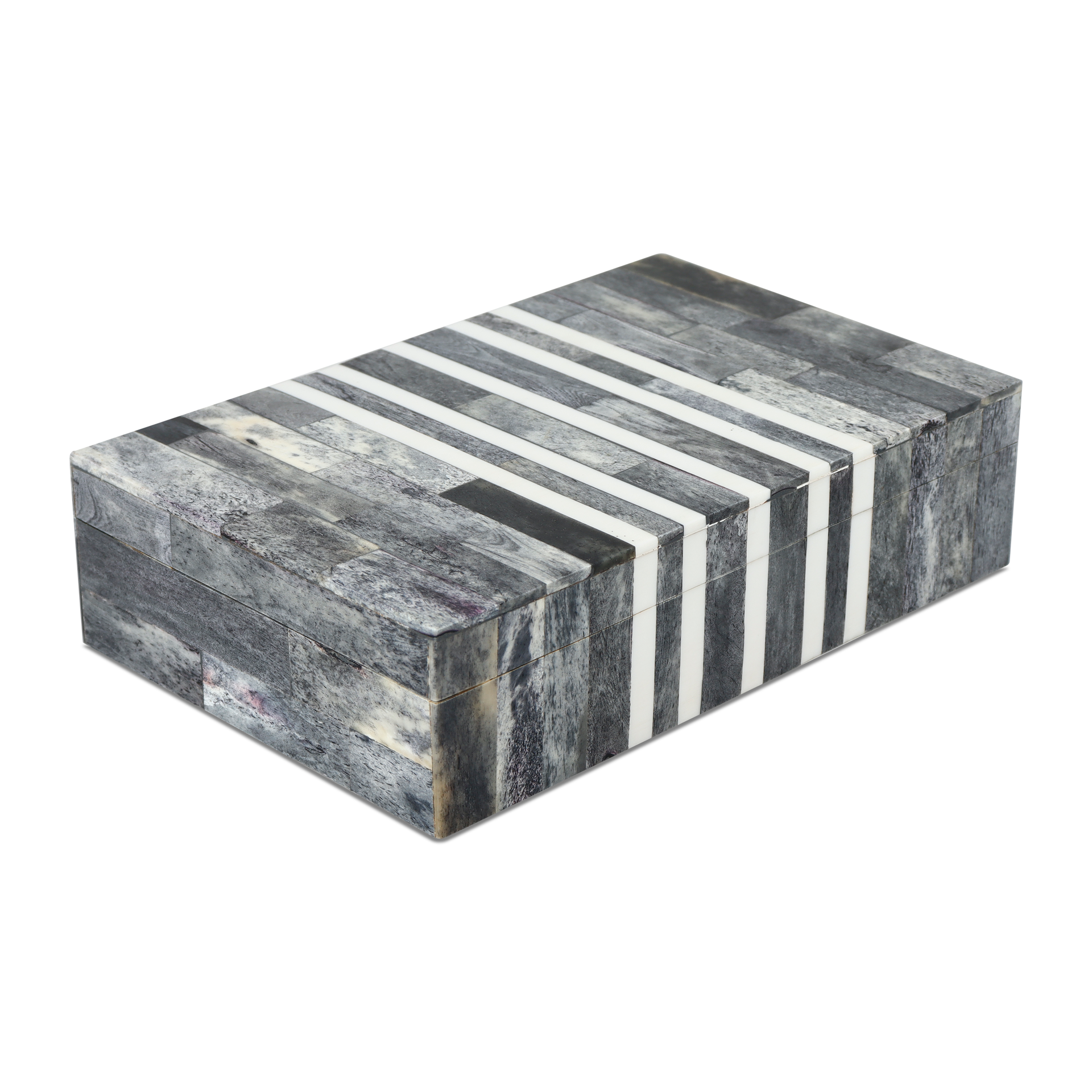 Decorative Storage Box Patisserie Cafe Bone & Resin Inlay, Grey - 7 Sizes