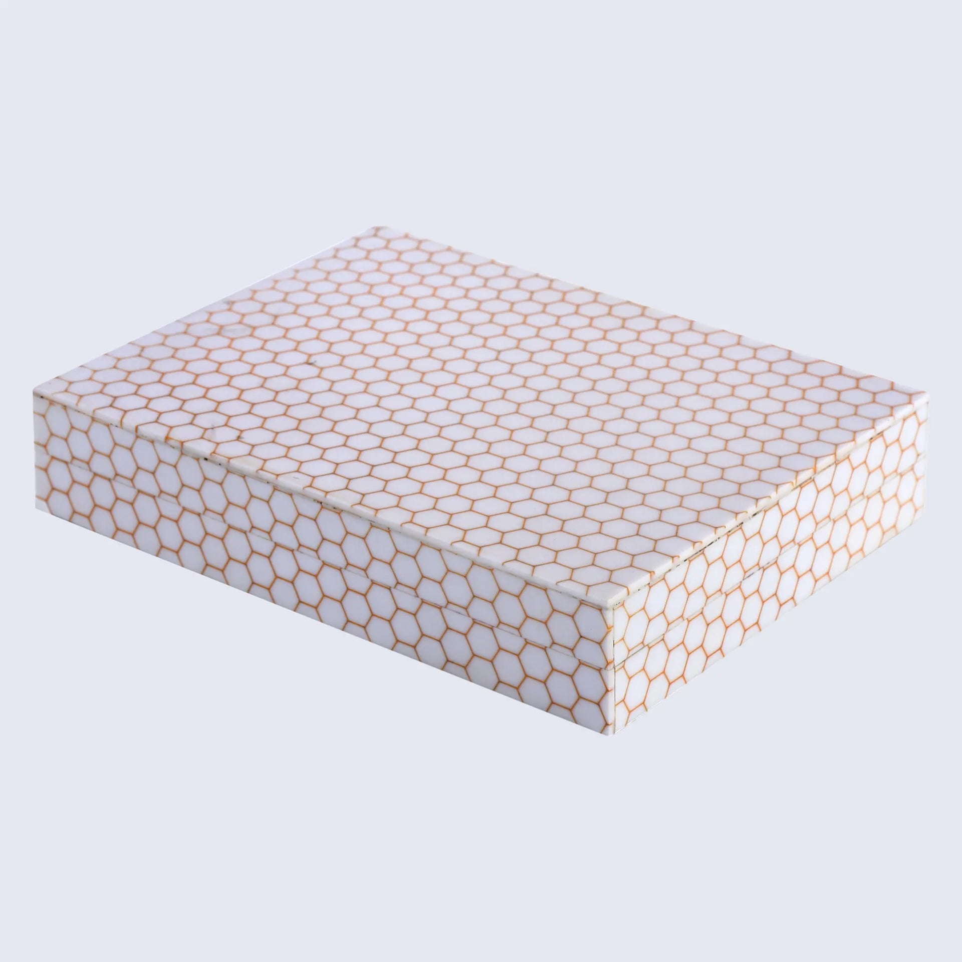 Decorative Storage Box Hive Honey Collection Resin Inlay, 8" x 6" x 1.5"