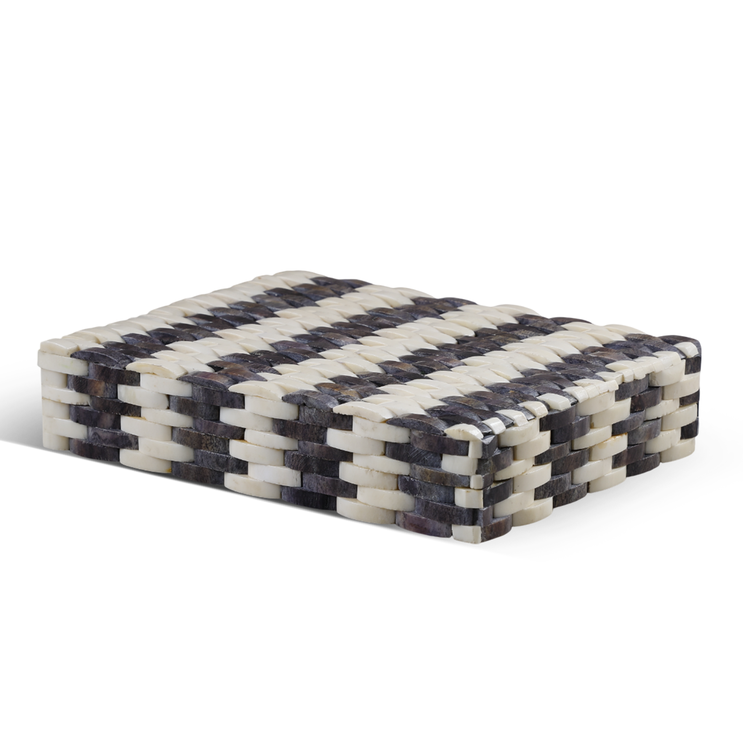 Decorative Storage Box Weave Collection Bone Inlay 8x6x1 .5 inches