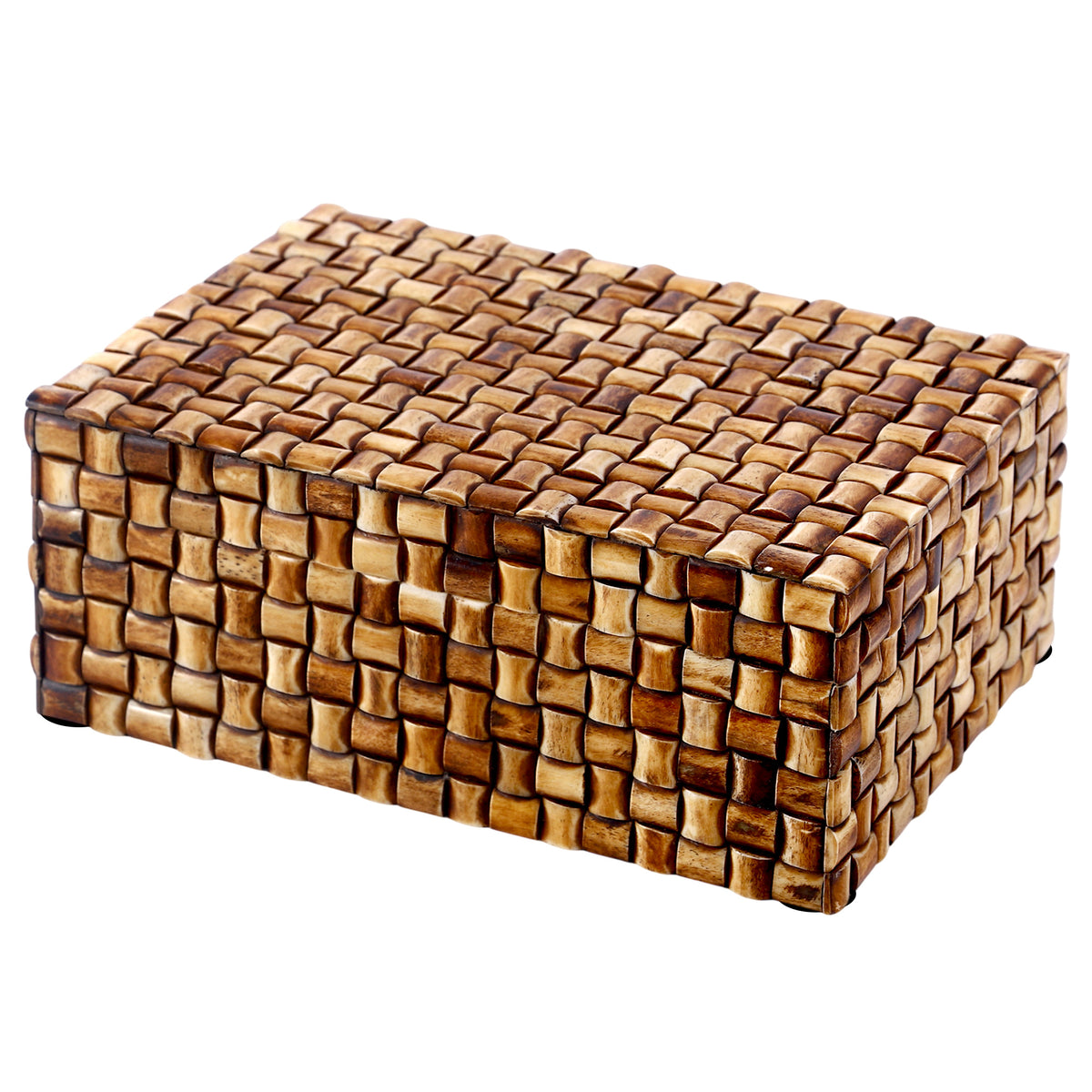 Mekong Chai Bone Inlay Decorative Box | Natural Woven Design |12x8x5 & 9x6x3.5