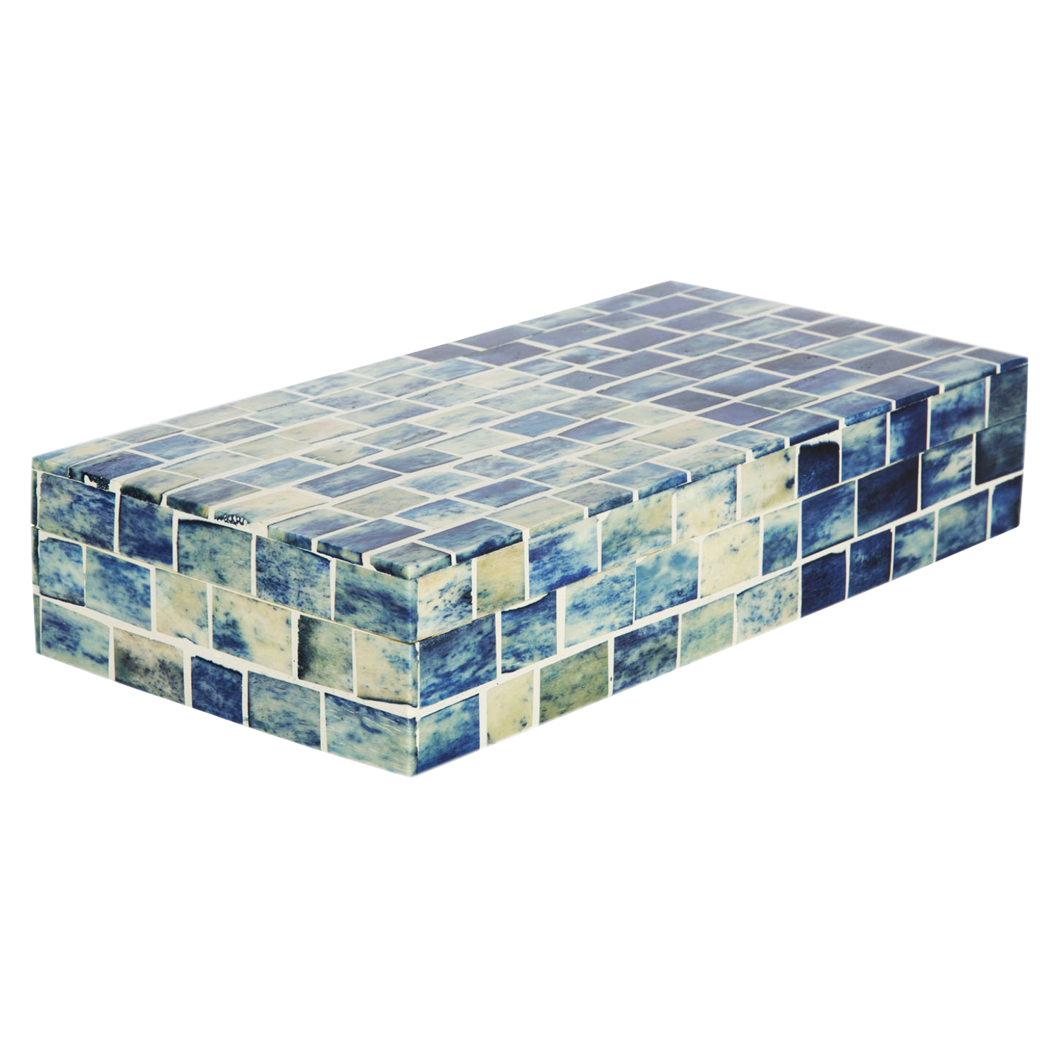 Decorative Box Indigo Mosaic Resin &  Bone Inlay, 2 Sizes