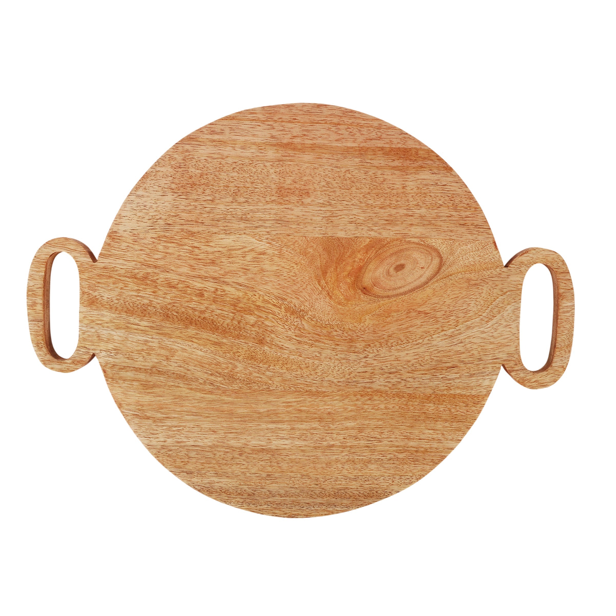 Chopping Board Round Paddle with Dual Handles – Mango Wood, in 16x12"
