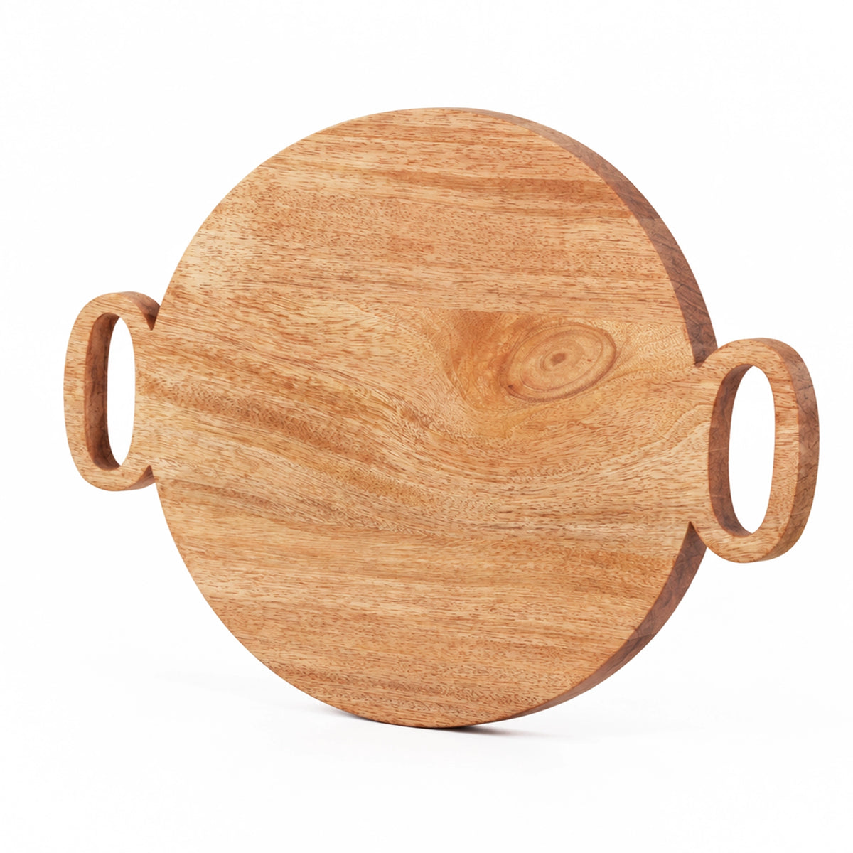 Chopping Board Round Paddle with Dual Handles – Mango Wood, in 16x12"