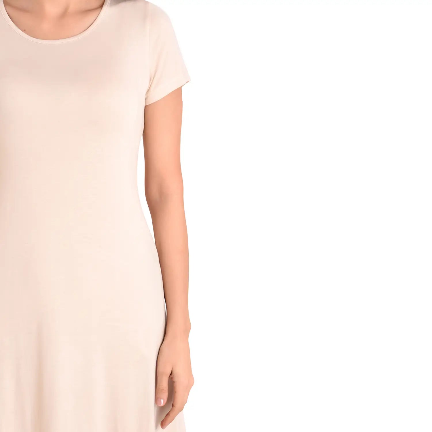 short sleeve loose t-shirt dress beige