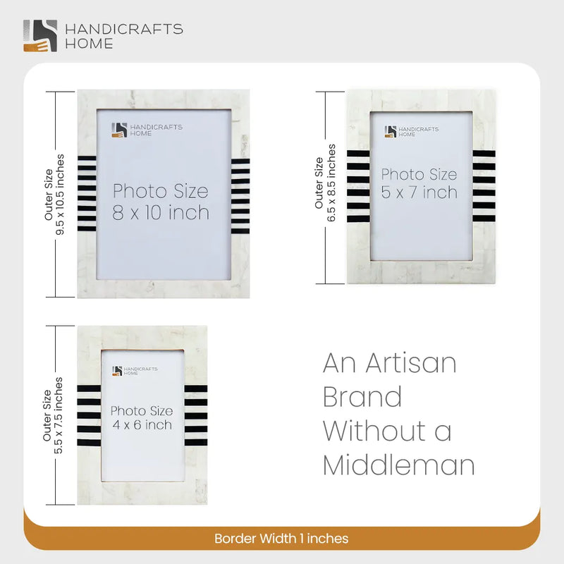 Size Chart for Contour Lado Modern Black & White Resin Inlay Picture Frames