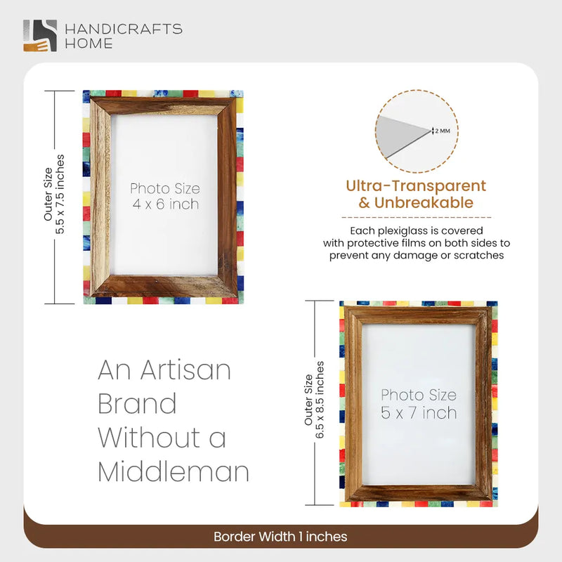 Size Chart for Picture Frame Fairground Circus Collection wood , bone inlay  Multi-Color – 4x6 & 5x7
