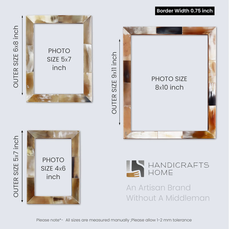 Size Chart for Horn Inlay Picture Frame Tabletop Wall 4x4 4x6 5x7 8x10