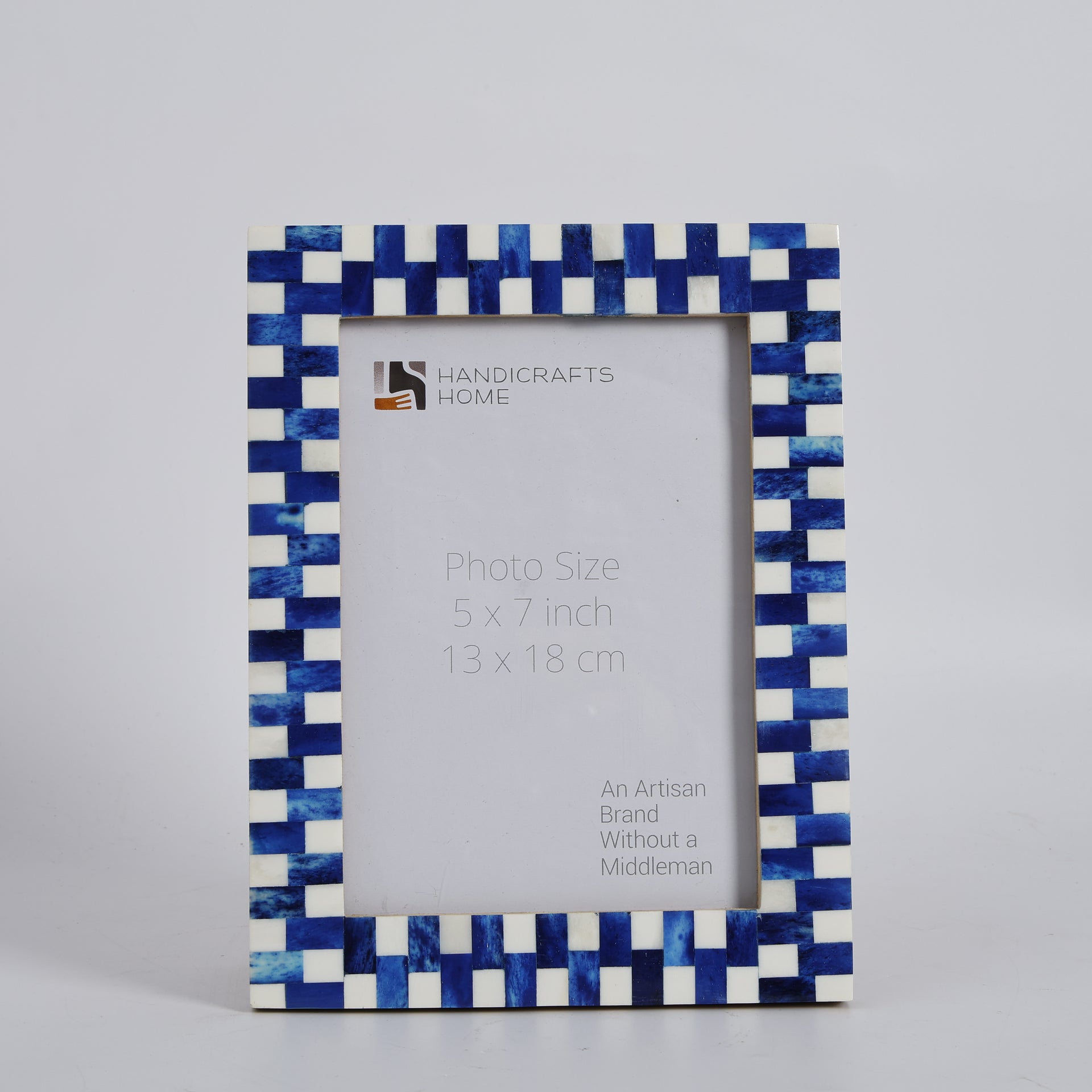 Blue Mosaic Grid Bone Inlay Picture Frame 4x6 5x7 Decor