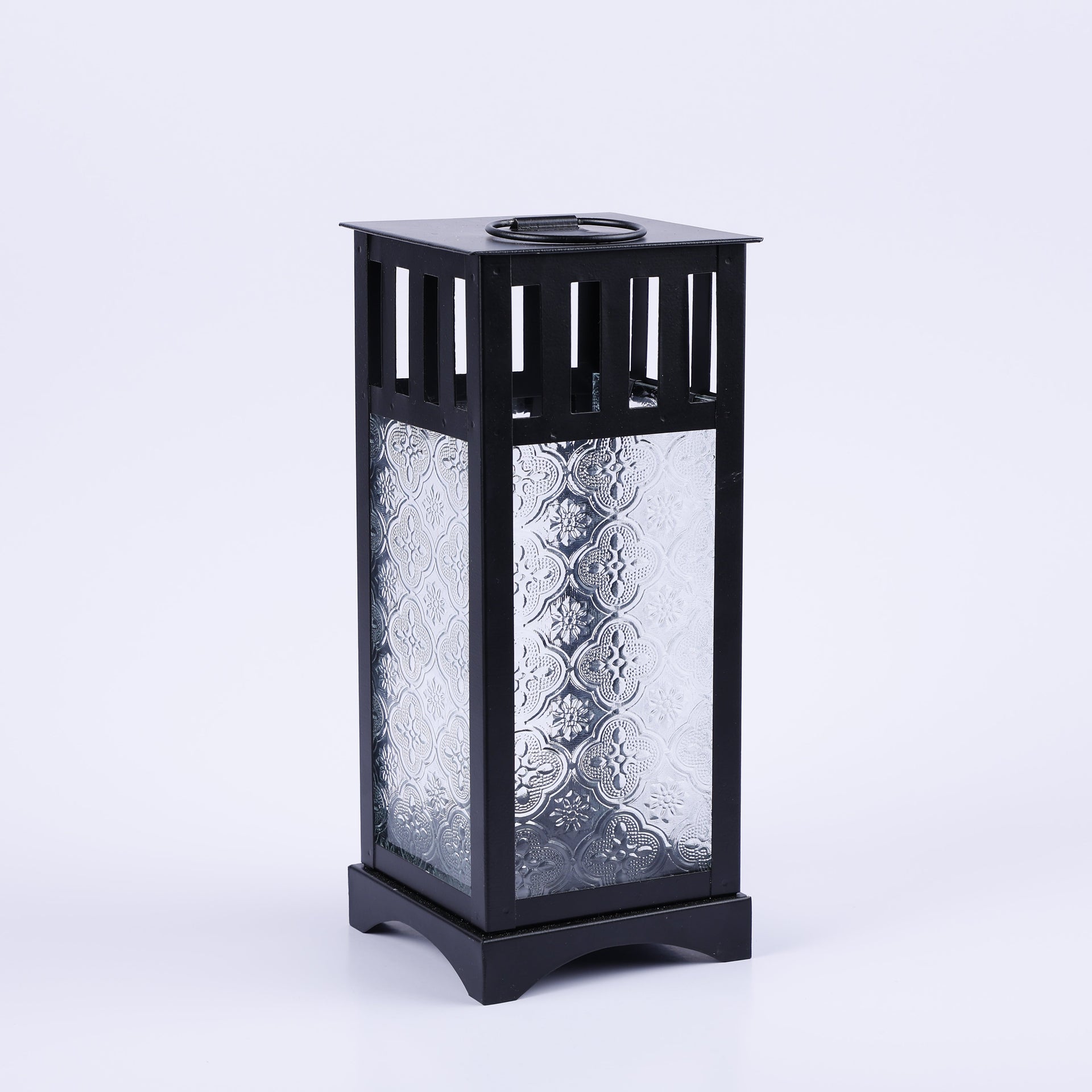metal embossed glass vintage lantern glossy brown