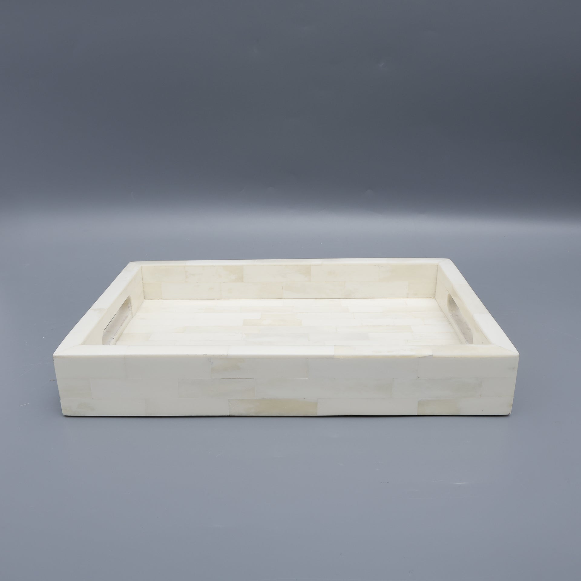 White Bone Inlay Decorative Tray Table Ottoman 11x17 12x12