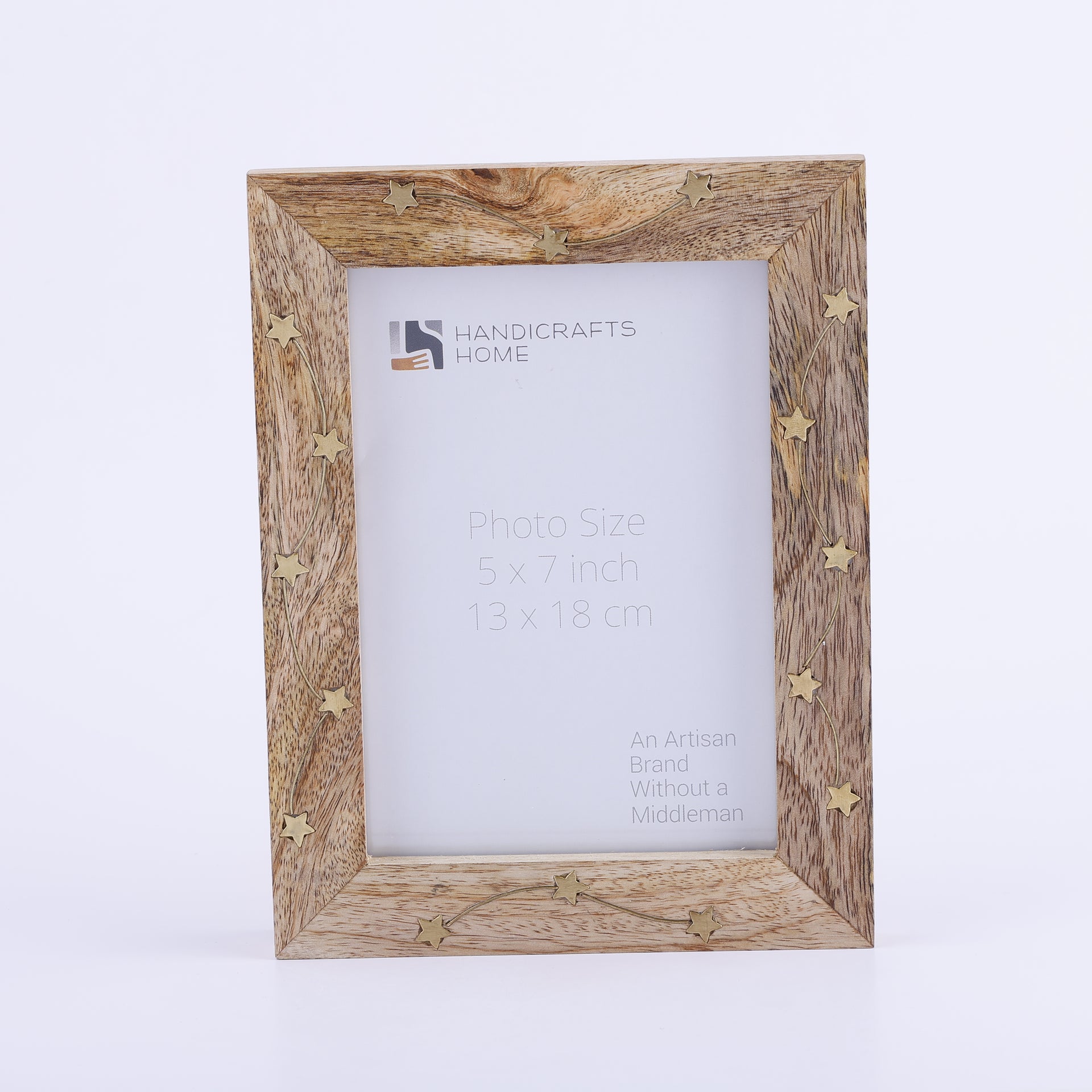 Picture Frame Star Link Pattern Collection Wood & Brass Inlay Multicolor – 4x6 & 5x7"