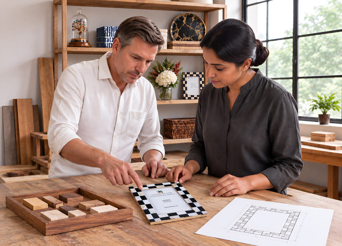 Artisan handcrafting an inlay design