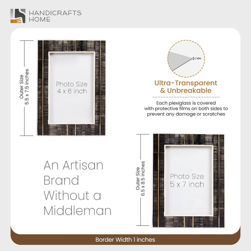 Size Chart for Picture Frame Shagrin Collection Brass, Horn & Resin Inlay Brown – 4x6 & 5x7