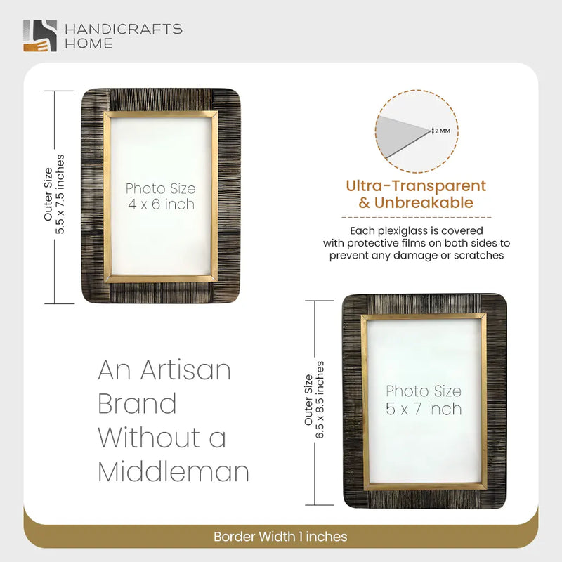 Size Chart for Picture Frame Shagrin Collection Horn Inlay & Brass Brown – 2 Sizes