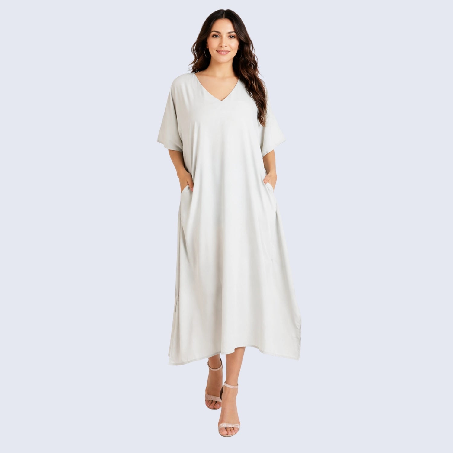Women Long Kaftans Summer Holiday Caftan Dress, Smoke Grey, S-3XL