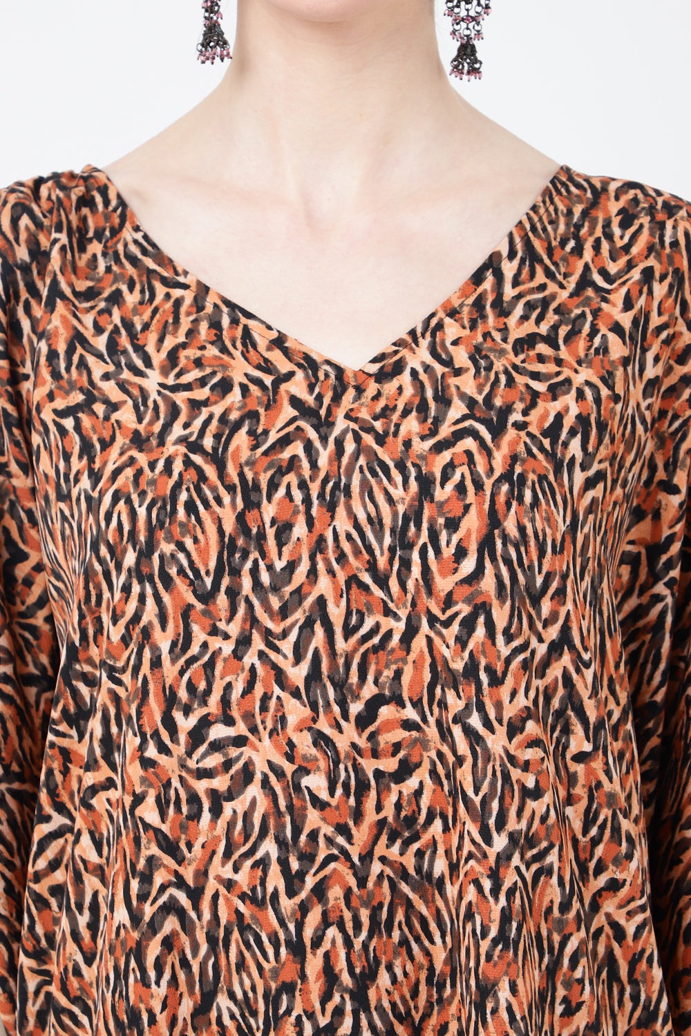 kaftan dresses for women draw cord at the shoulder with v shaped neckline dusky orange s to 3xl