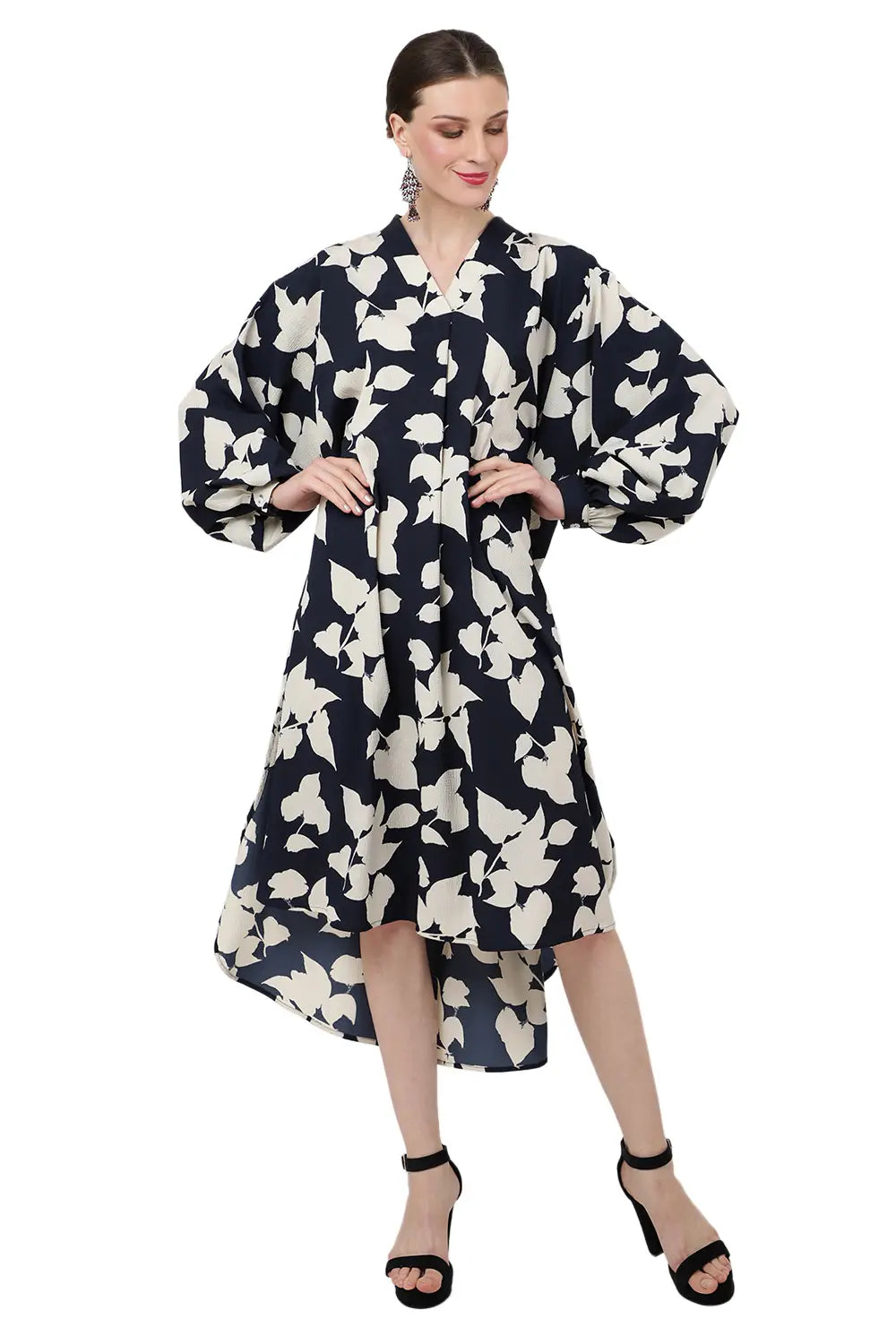 kaftan dresses for women pop over detail with sleeves floral black s to 3xl