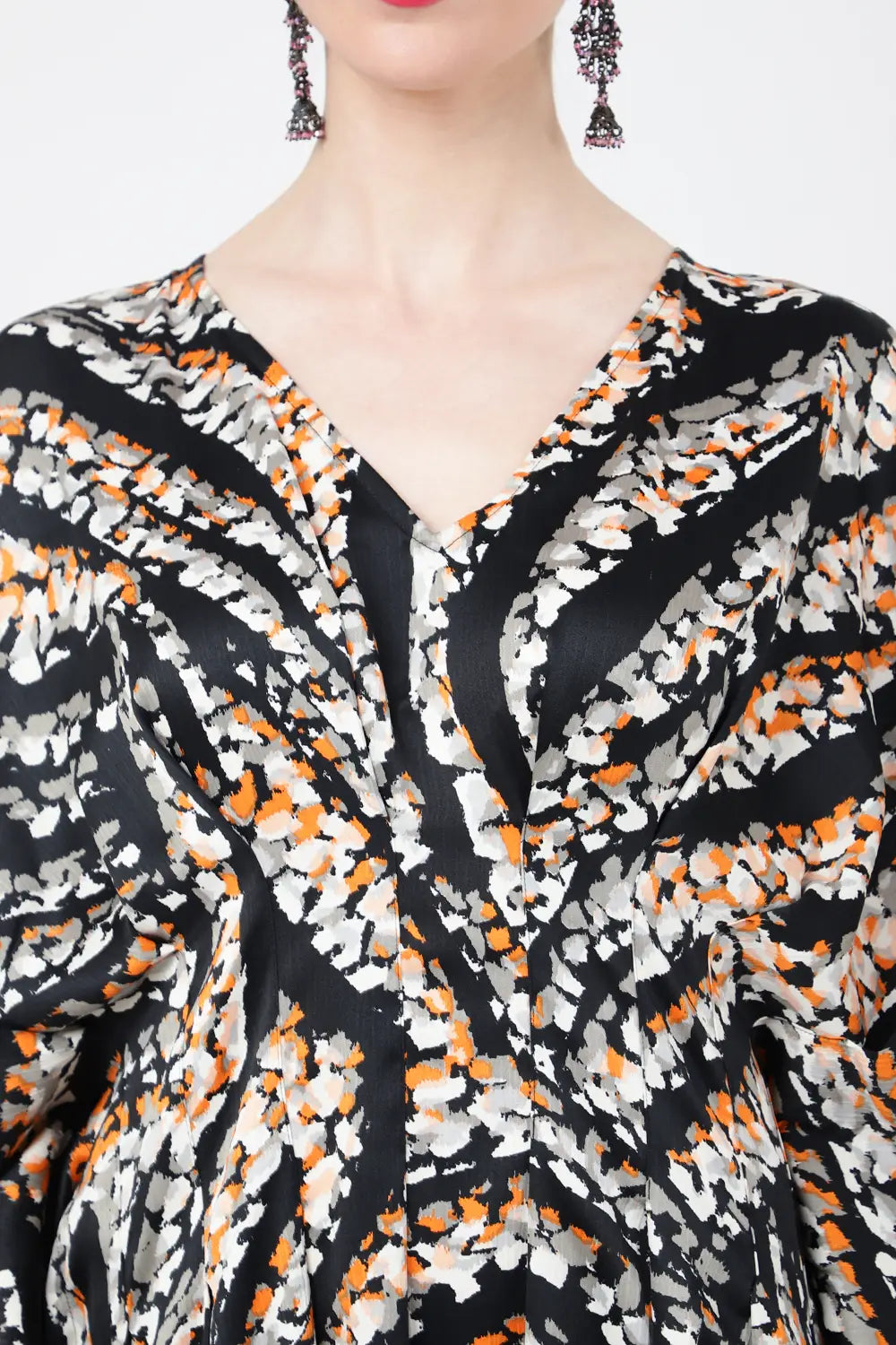 kaftan dresses for women v shaped neckline and pleating detail at the waist zebra print s to 3xl