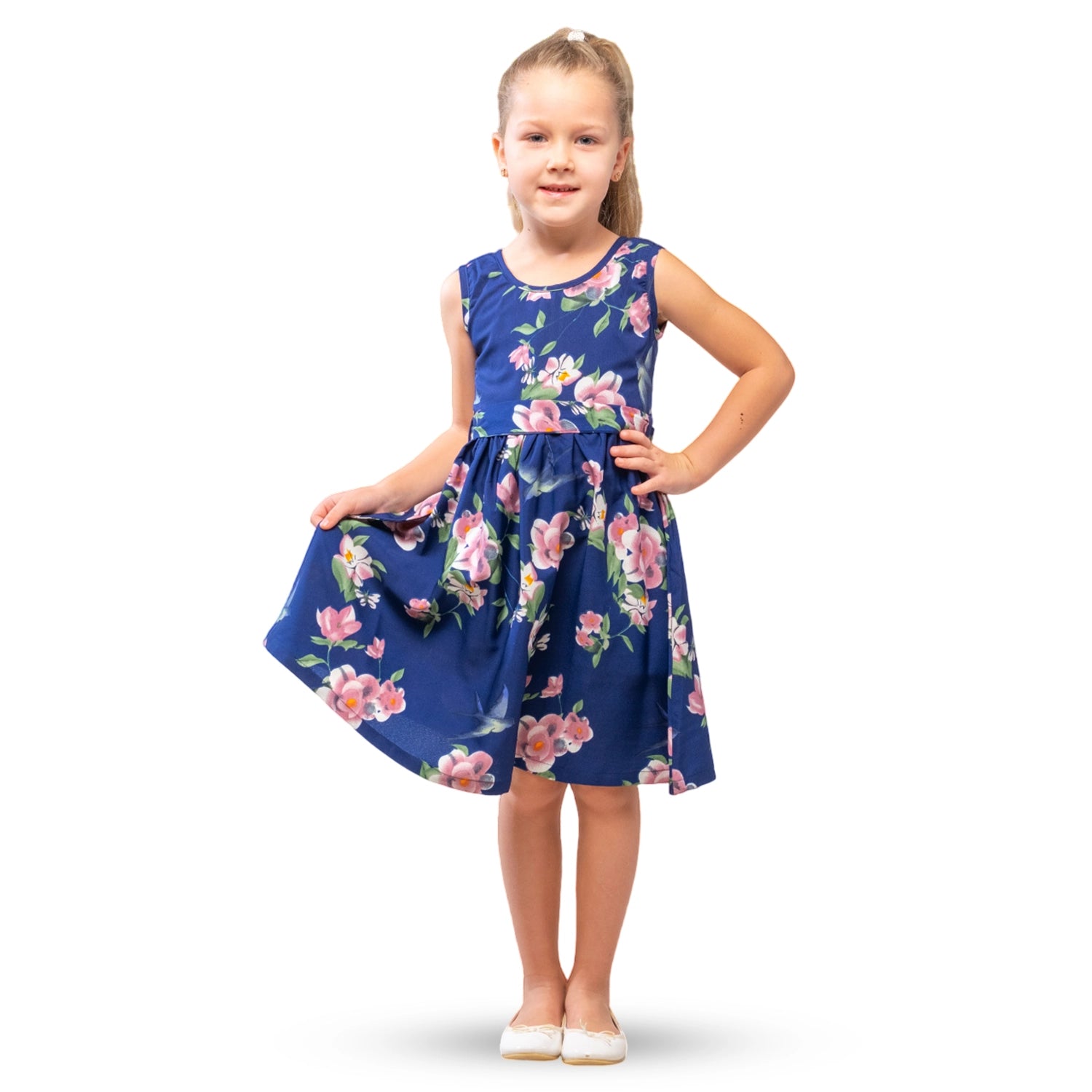 Girls Kids Vintage Audrey Hepburn Style sizes Floral Print - Available in 3 Colors