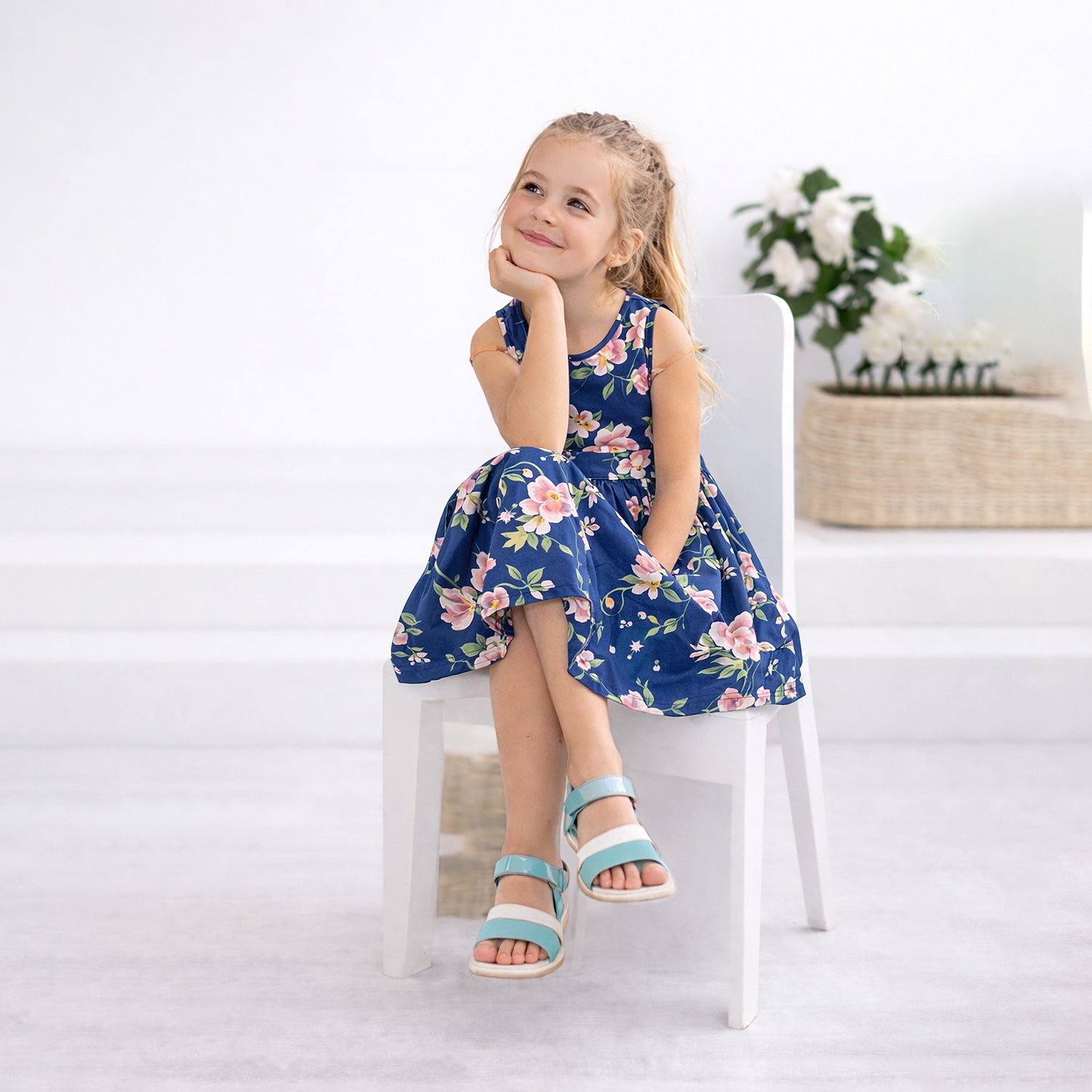 Girls Kids Vintage Audrey Hepburn Style sizes Floral Print - Available in 3 Colors