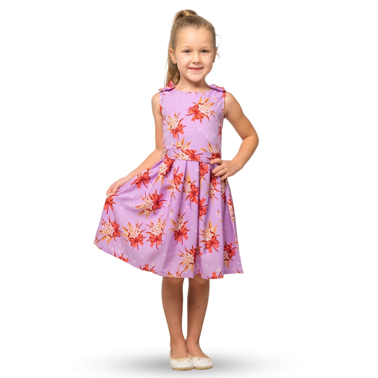 Girls Kids Vintage Style Shoulder Bow Dresses sizes from Butterfly Print - Available in 3 Colors