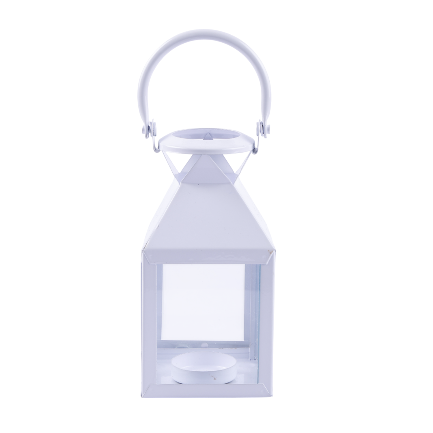 metal clear glass pyramid lantern antique white