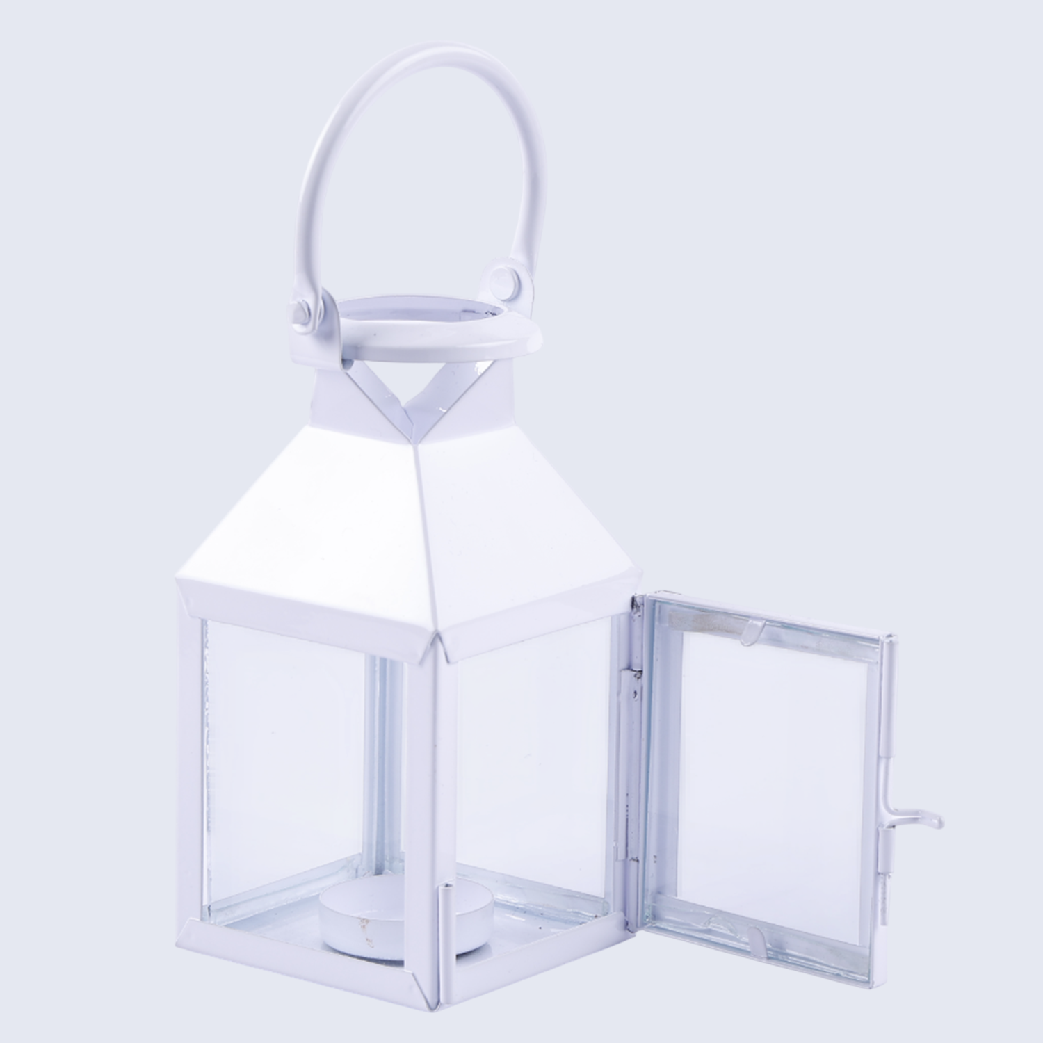 metal clear glass pyramid lantern antique white