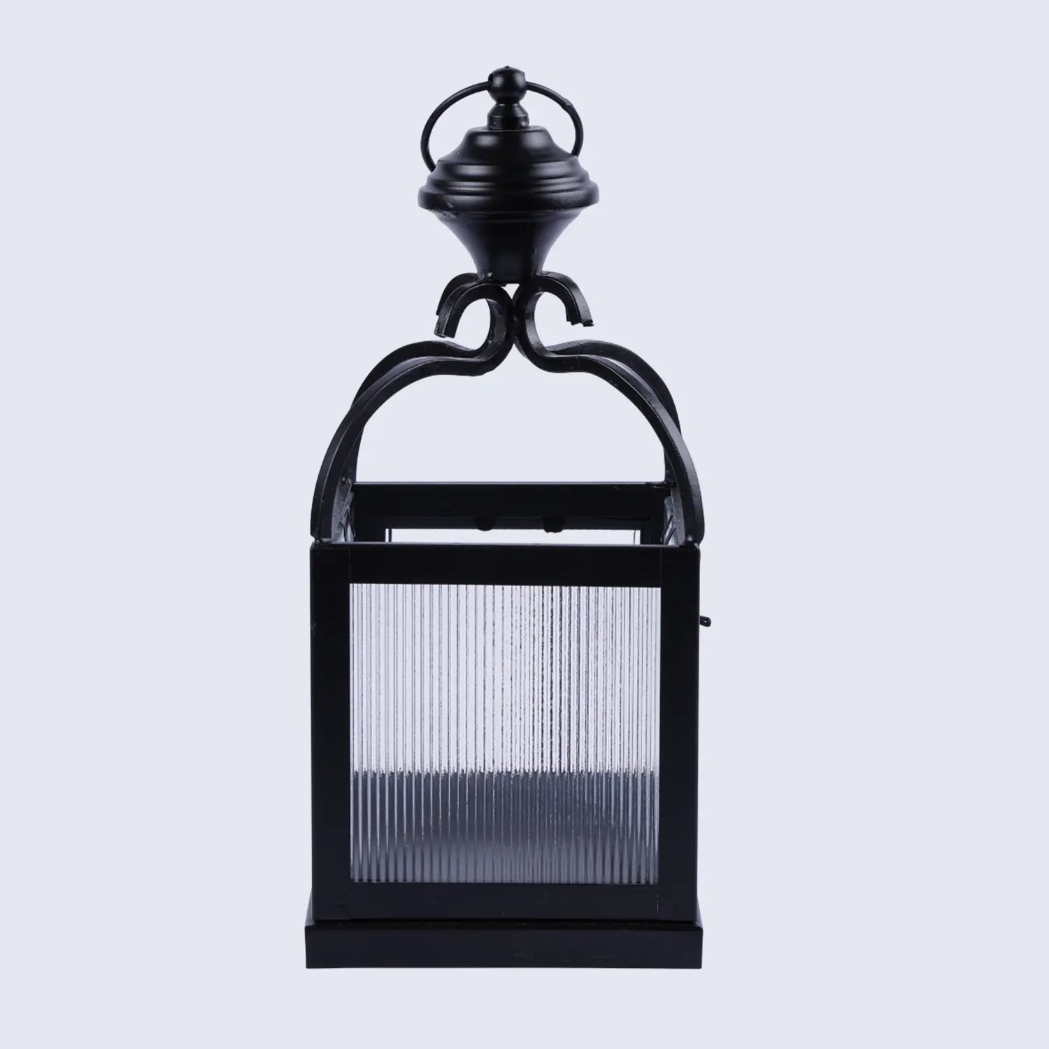 metal ribbed glass dome lantern matte black