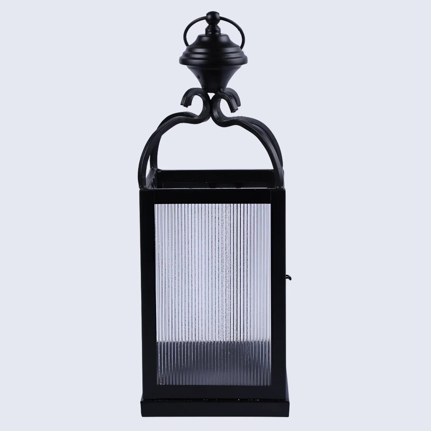 metal ribbed glass dome lantern matte black
